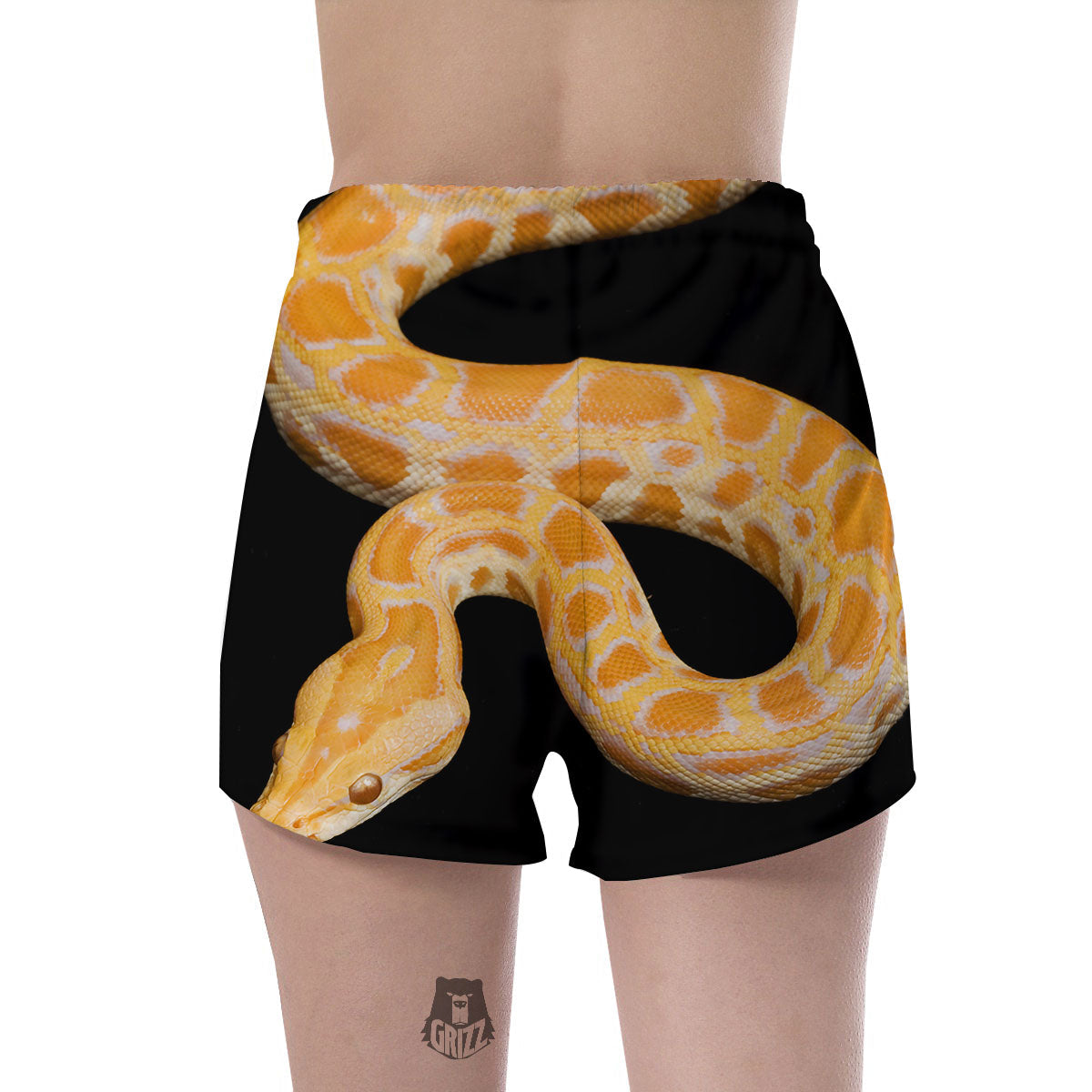 Snake Python Yellow Print Women's Shorts-grizzshop