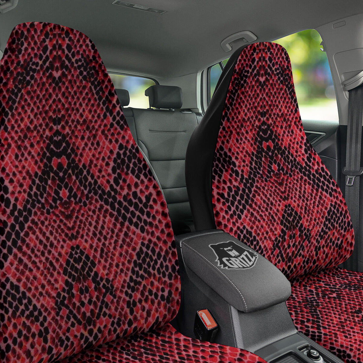 Snake Skin Black And Red Print Car Seat Covers-grizzshop