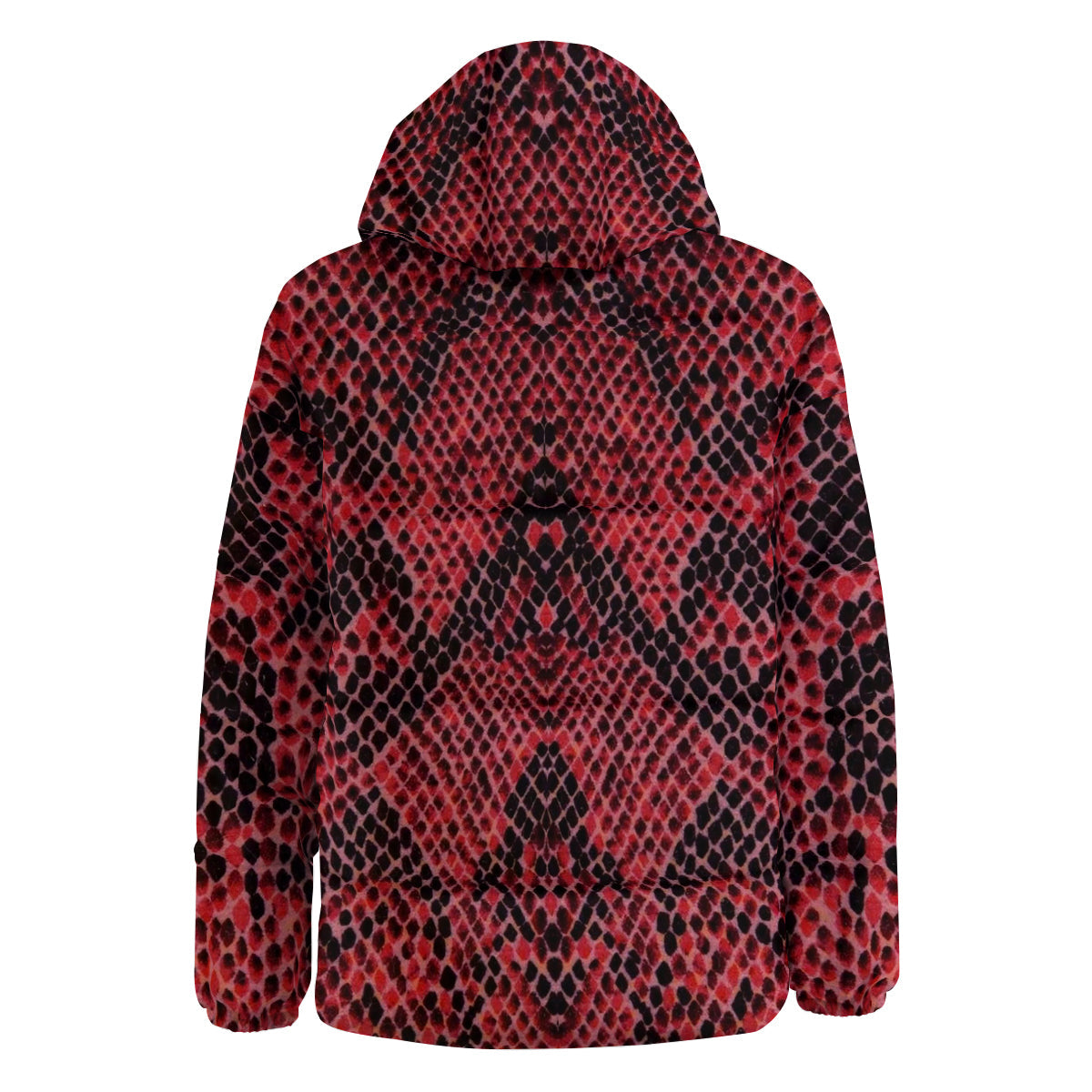 Snake Skin Black And Red Print Down Jacket-grizzshop