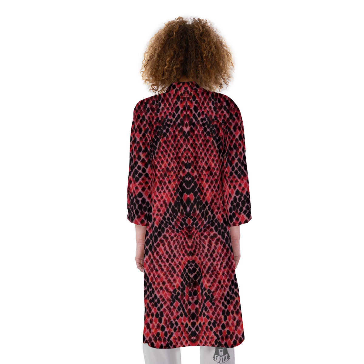 Snake Skin Black And Red Print Kimono-grizzshop