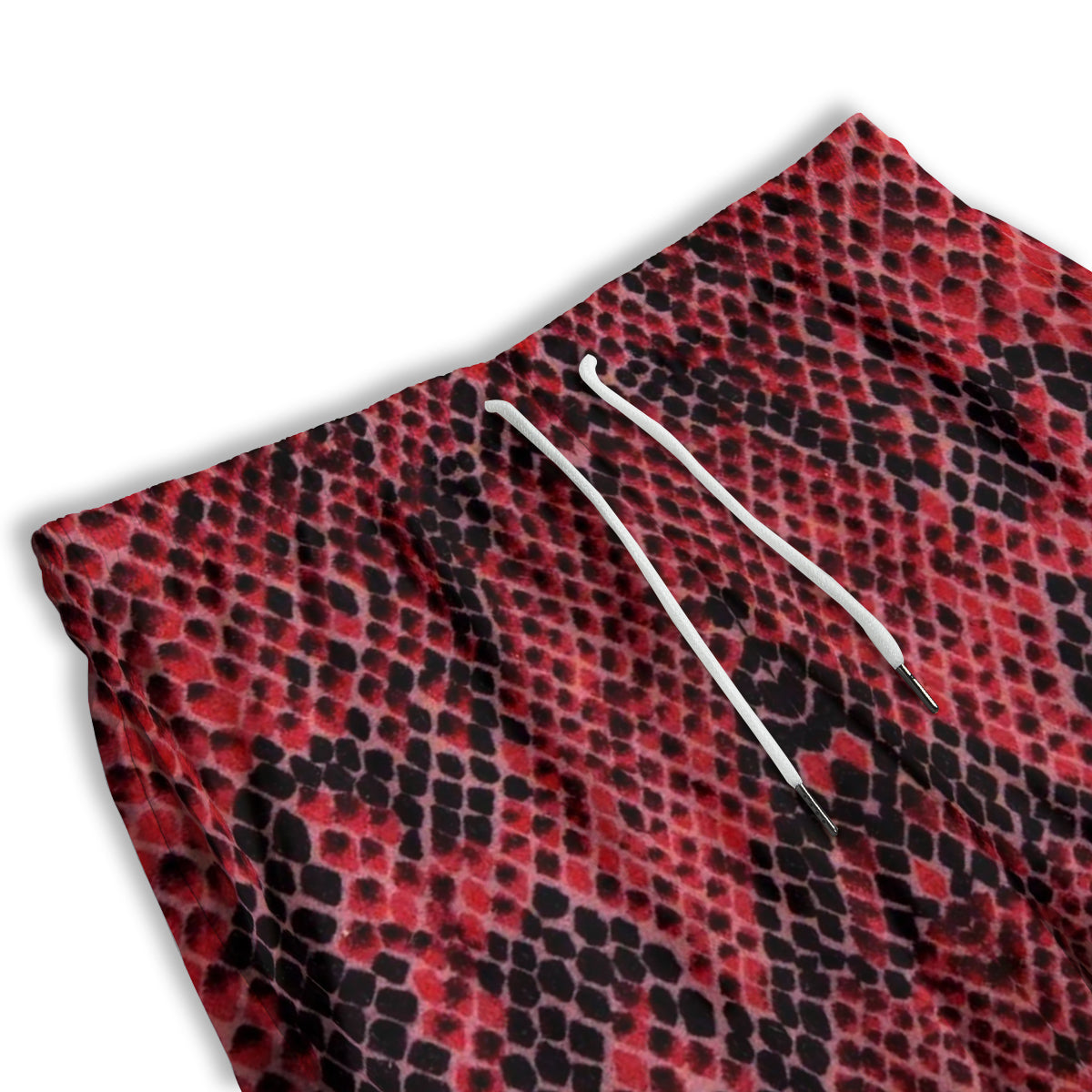 Snake Skin Black And Red Print Men's Athletic Shorts