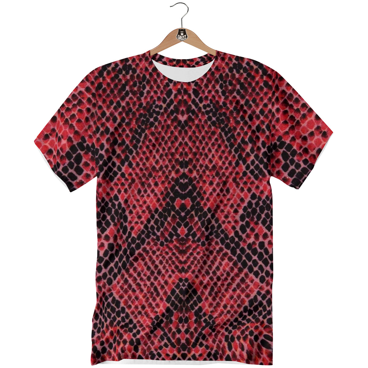 Snake Skin Black And Red Print T-Shirt-grizzshop