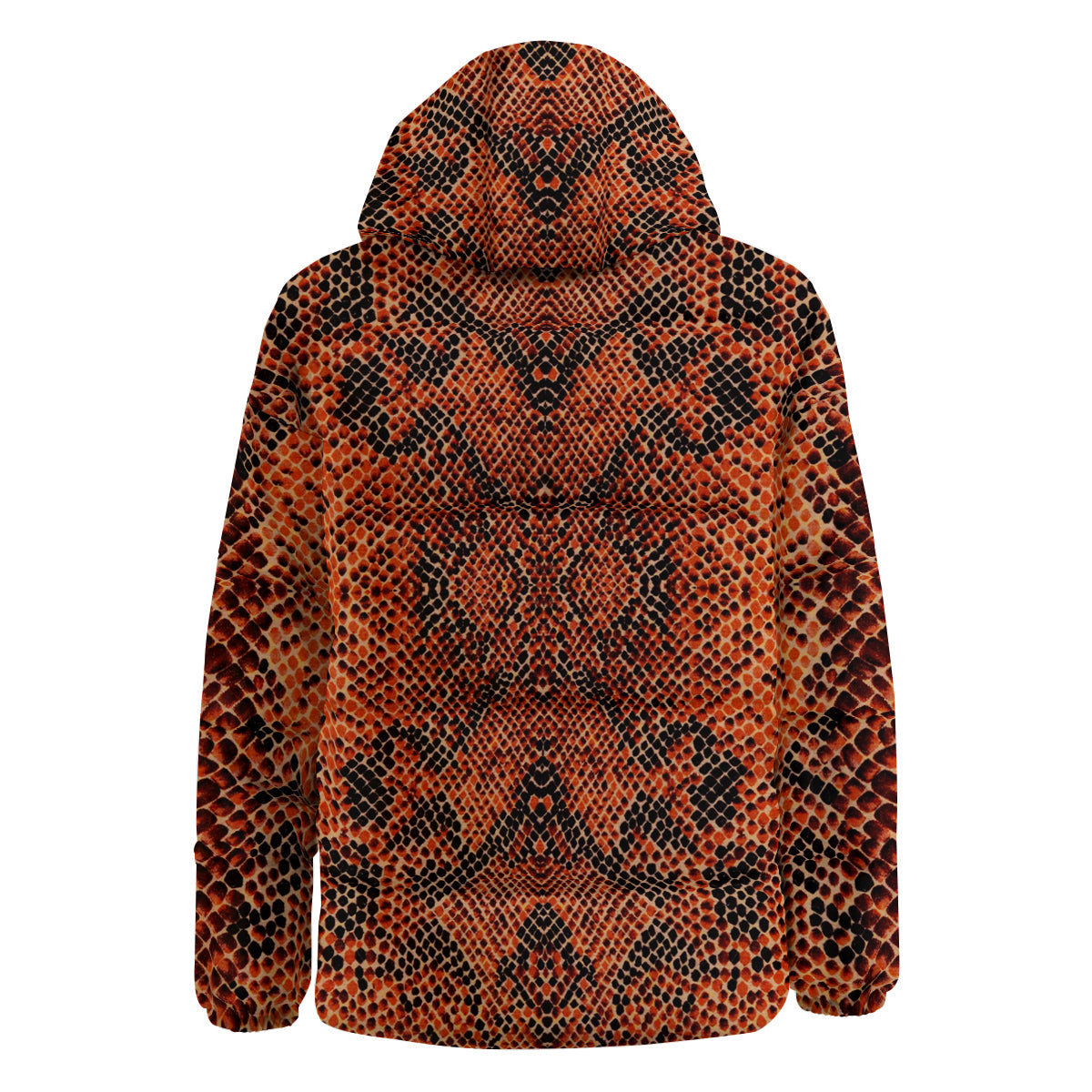 Snake Skin Black Orange Print Down Jacket-grizzshop