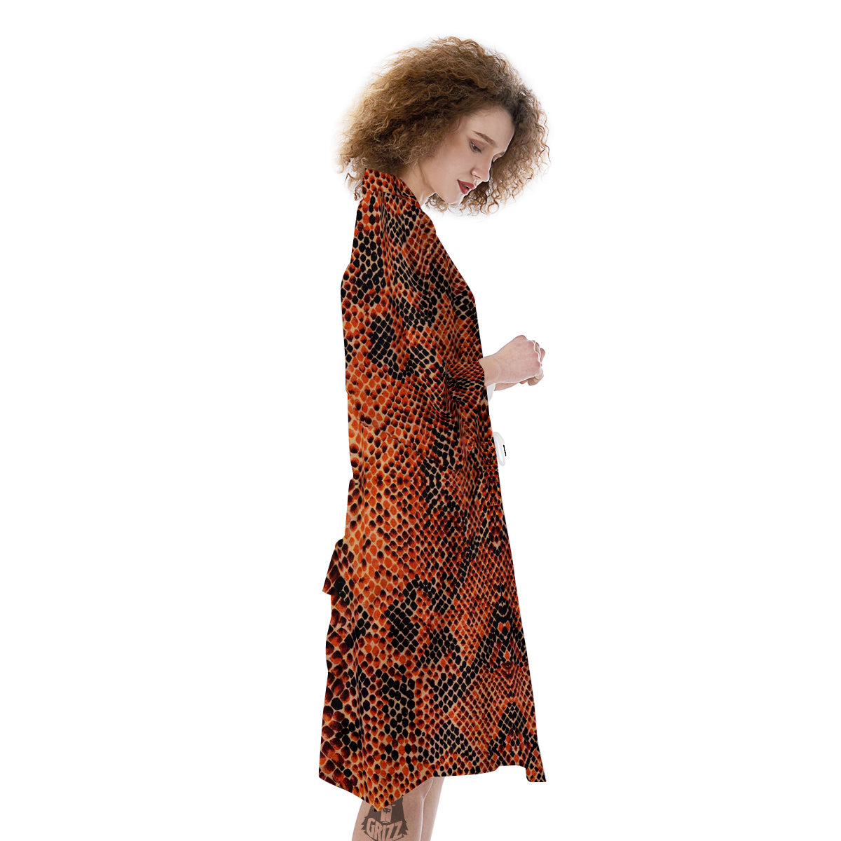 Snake Skin Black Orange Print Kimono-grizzshop