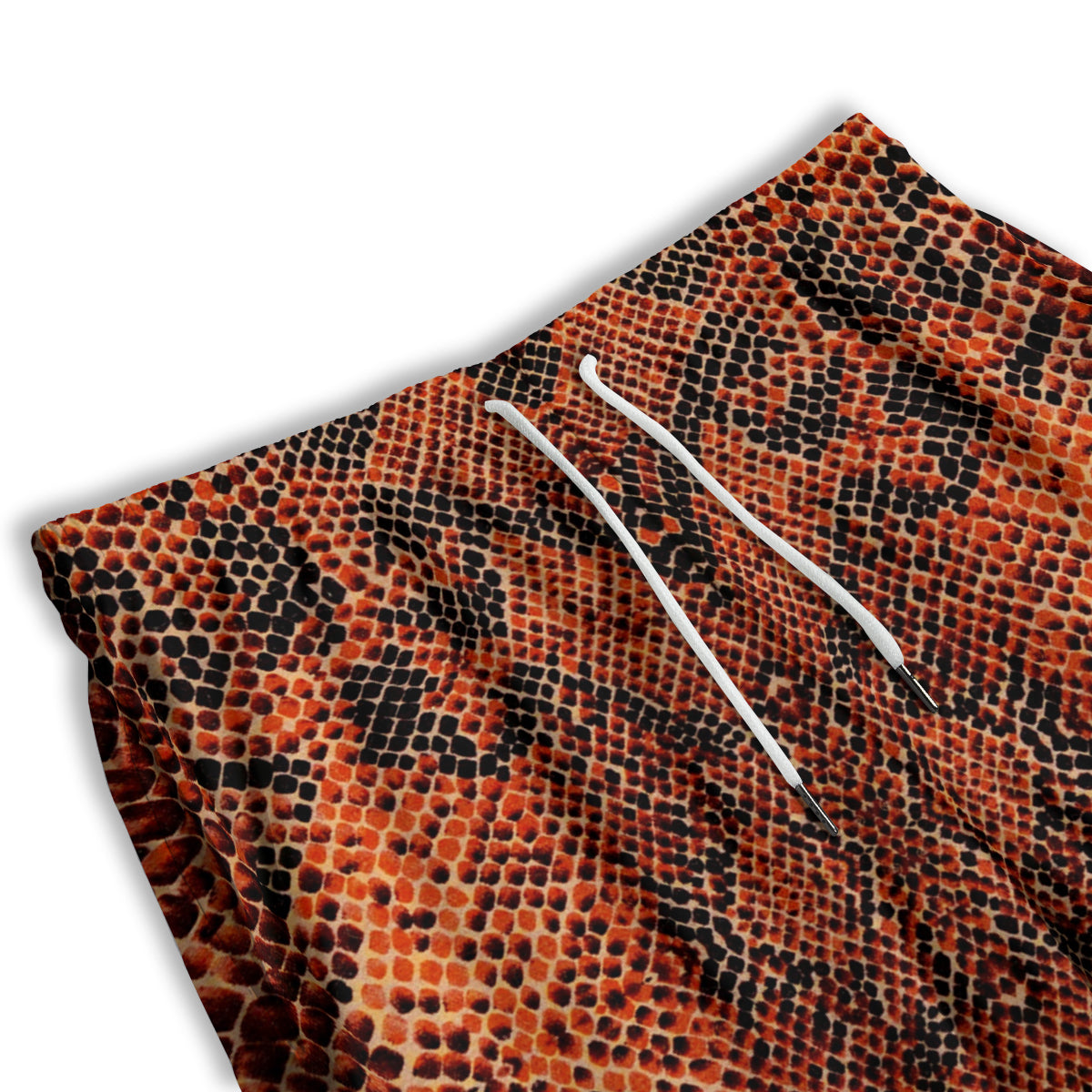 Snake Skin Black Orange Print Men's Athletic Shorts