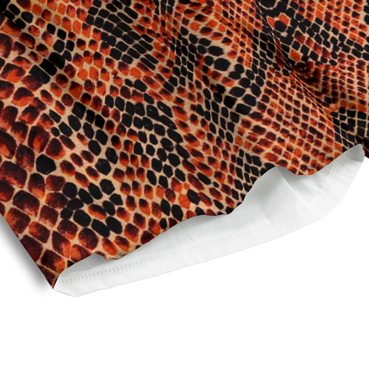 Snake Skin Black Orange Print Men's Athletic Shorts