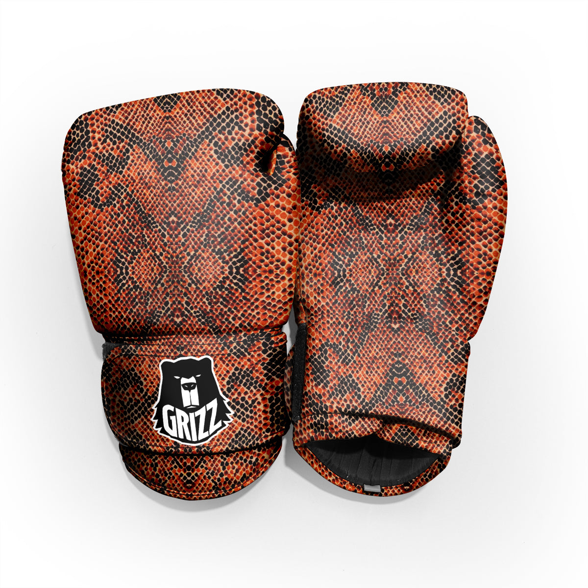 Snake Skin Black Orange Print Pro Boxing Glove