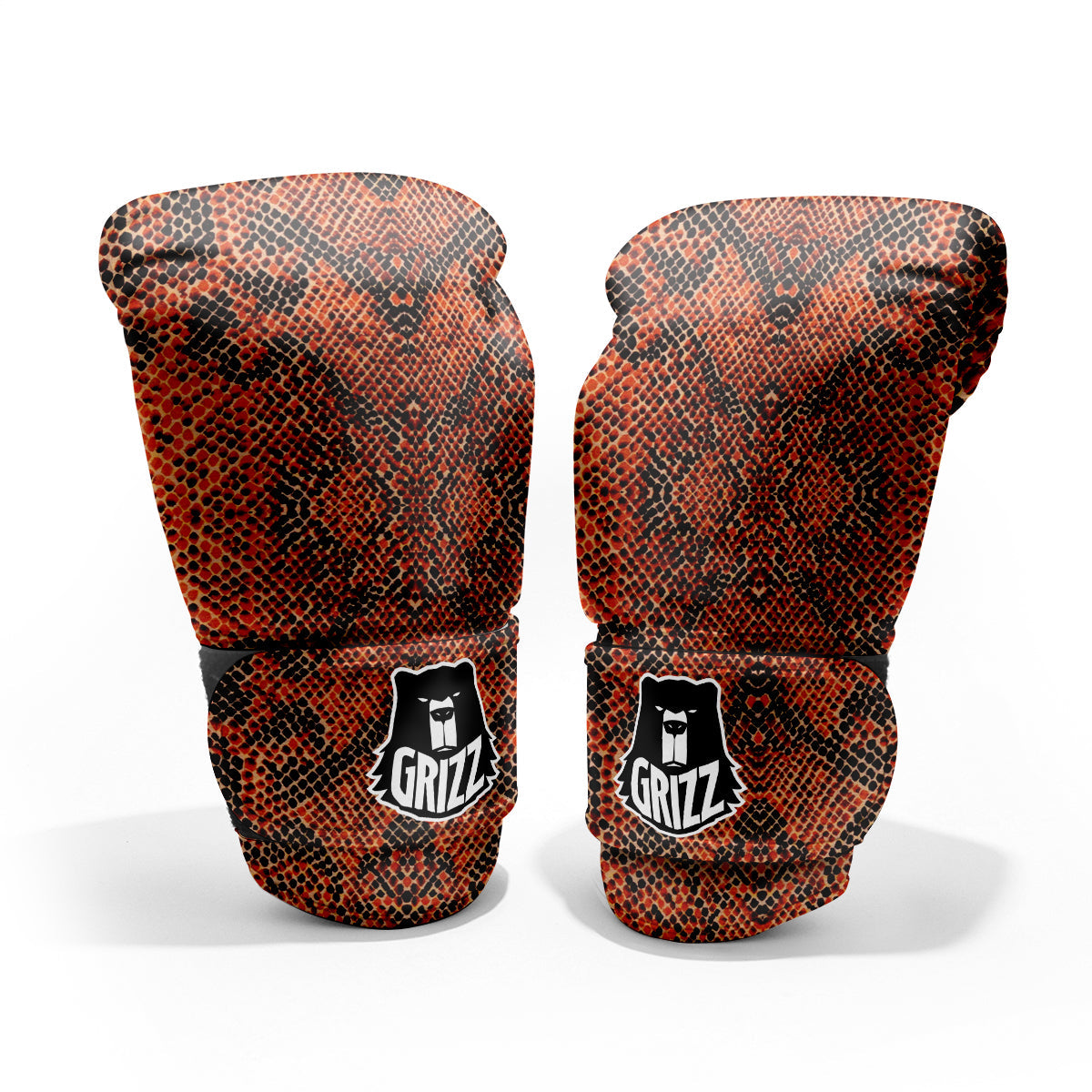 Snake Skin Black Orange Print Pro Boxing Glove