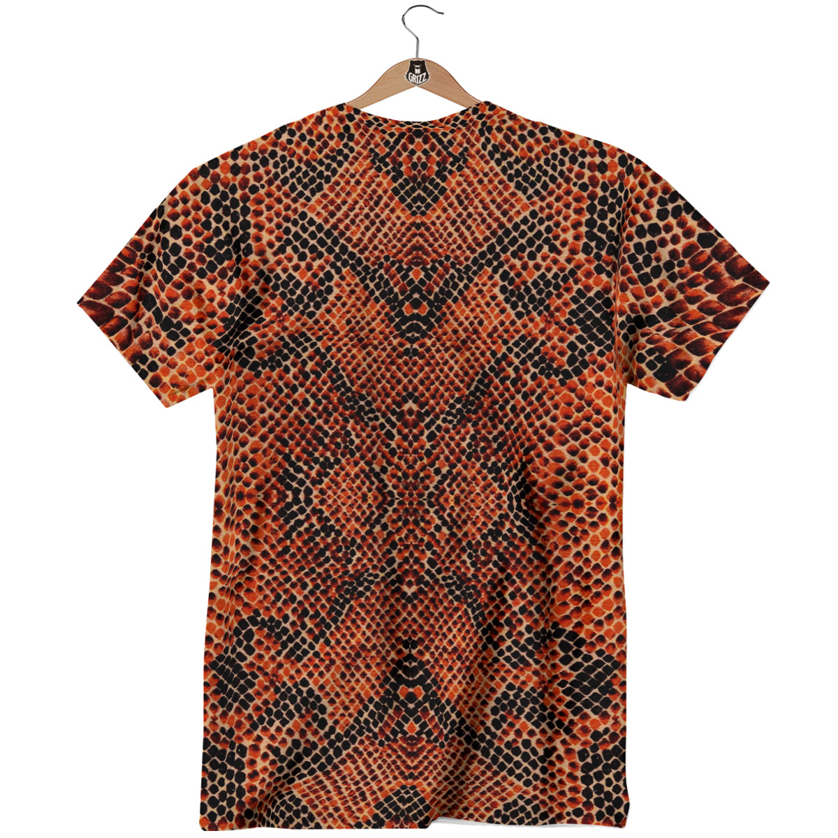 Snake Skin Black Orange Print T-Shirt-grizzshop