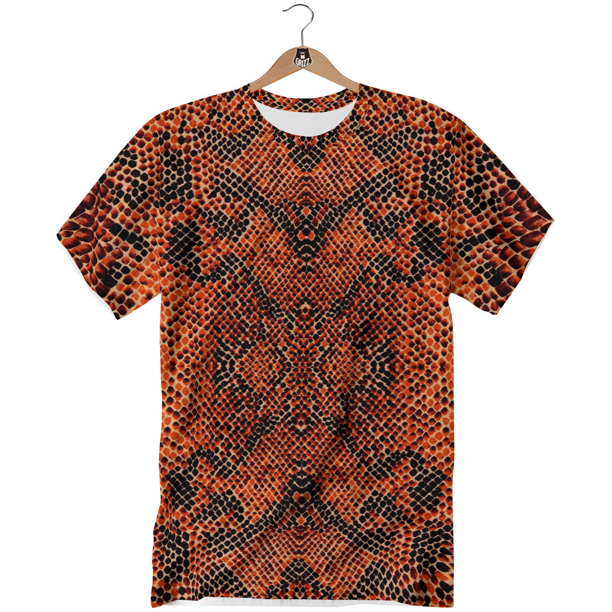 Snake Skin Black Orange Print T-Shirt-grizzshop