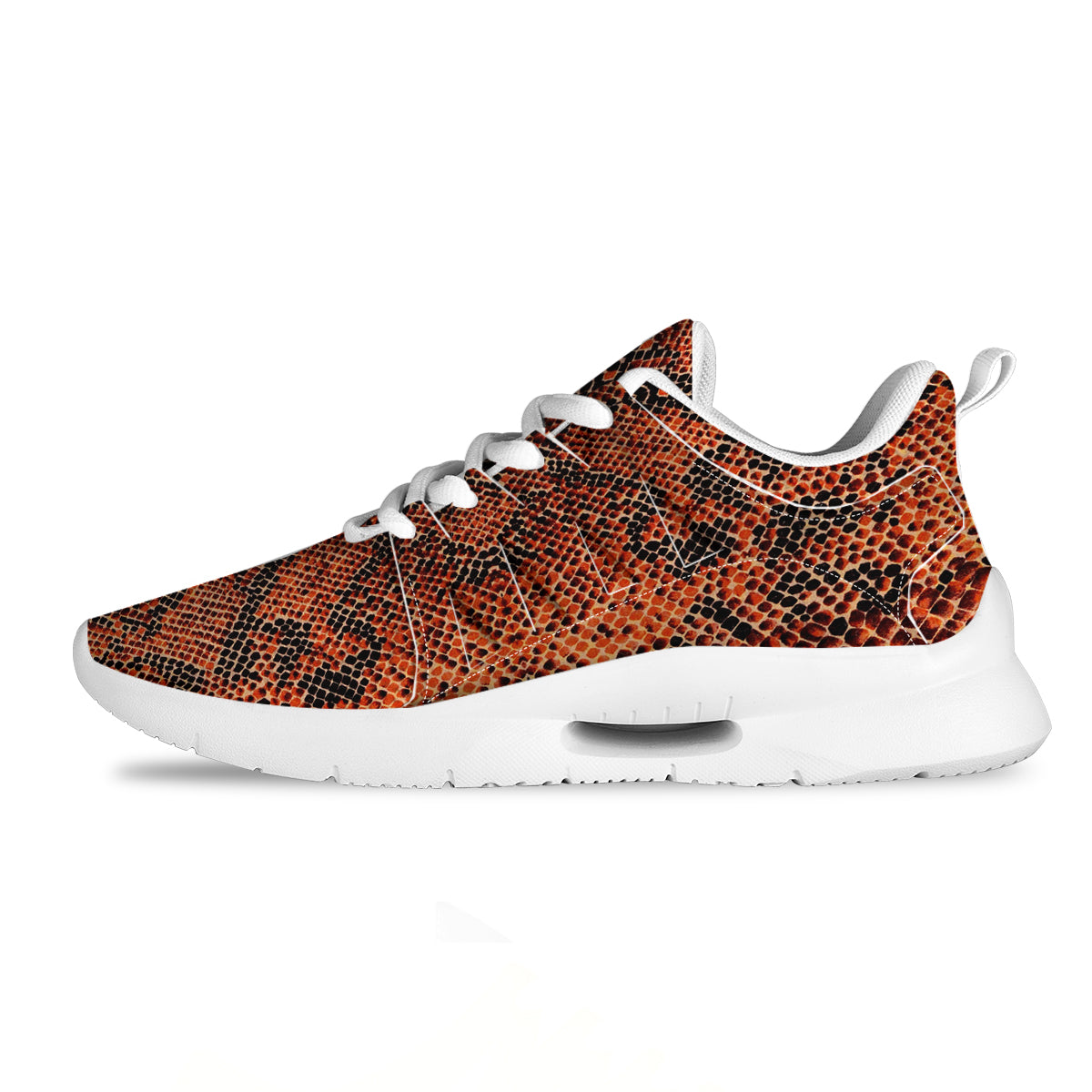 Snake Skin Black Orange Print Tennis Shoes-grizzshop