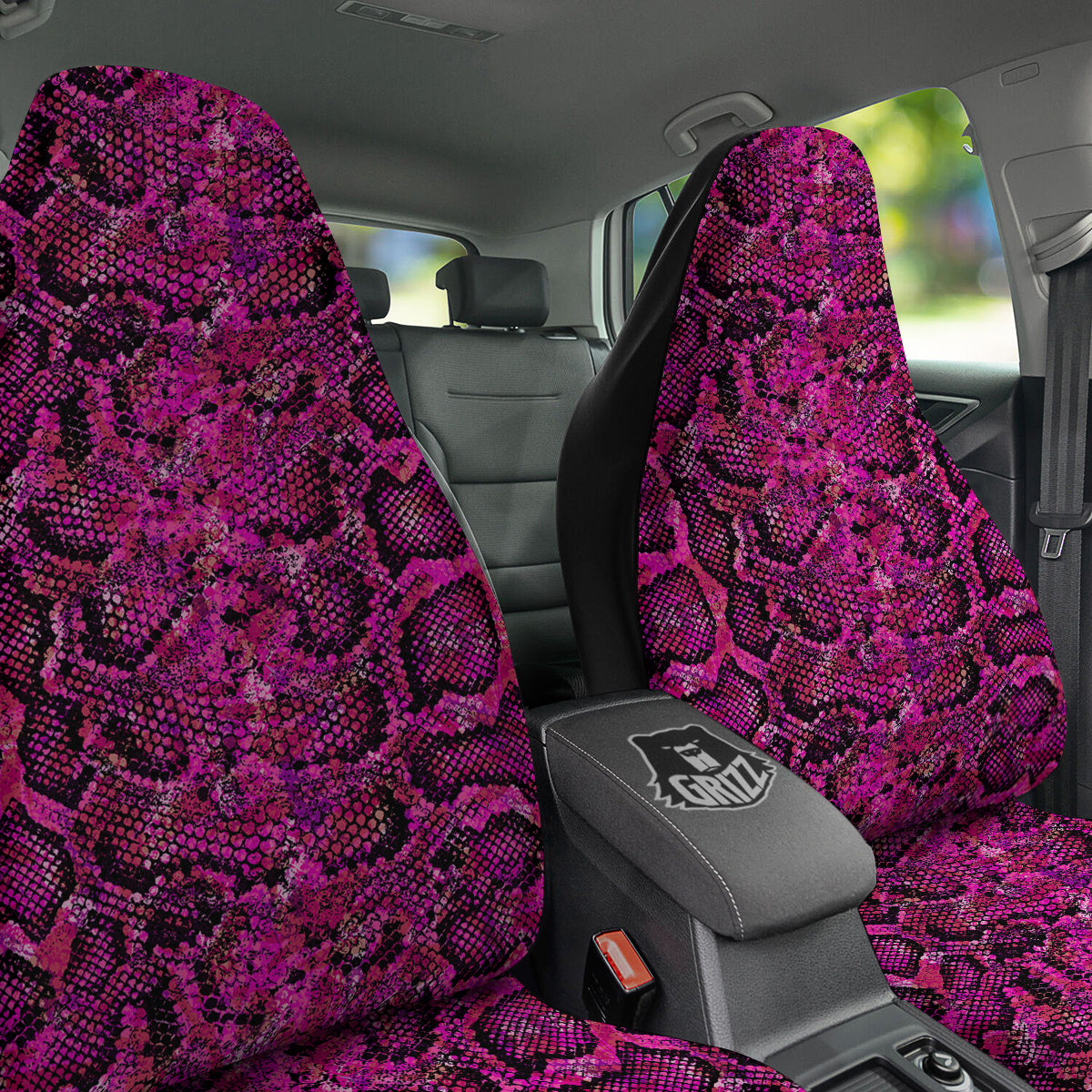 Snake Skin Black Pink Print Car Seat Covers-grizzshop