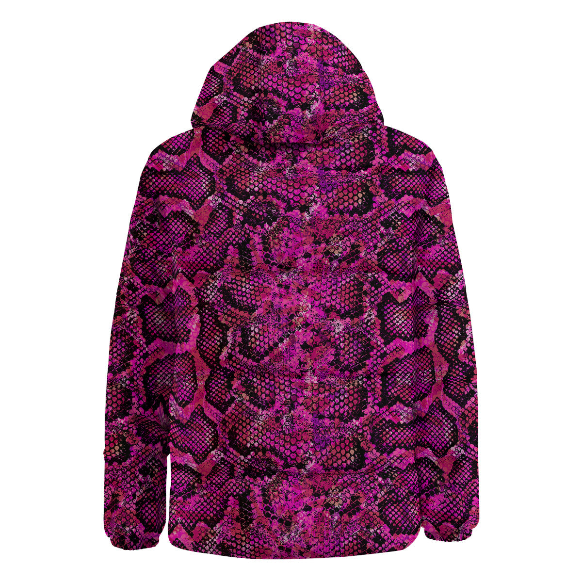 Snake Skin Black Pink Print Down Jacket-grizzshop