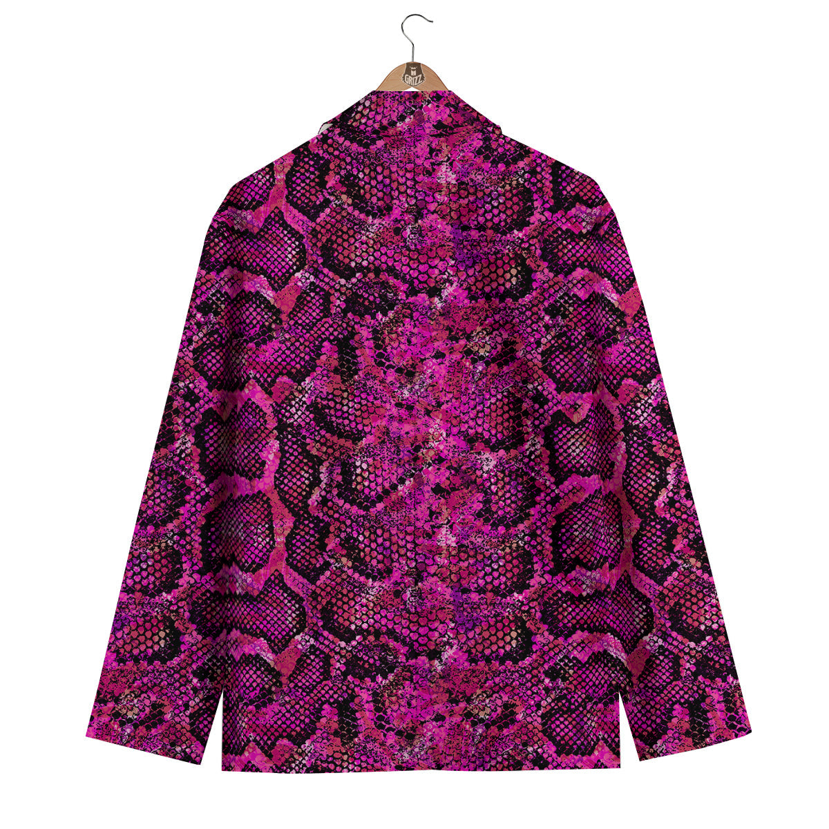 Snake Skin Black Pink Print Men's Blazer-grizzshop