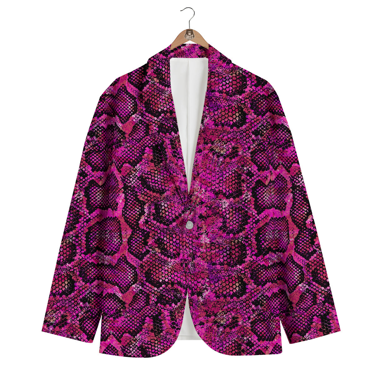 Snake Skin Black Pink Print Men's Blazer-grizzshop