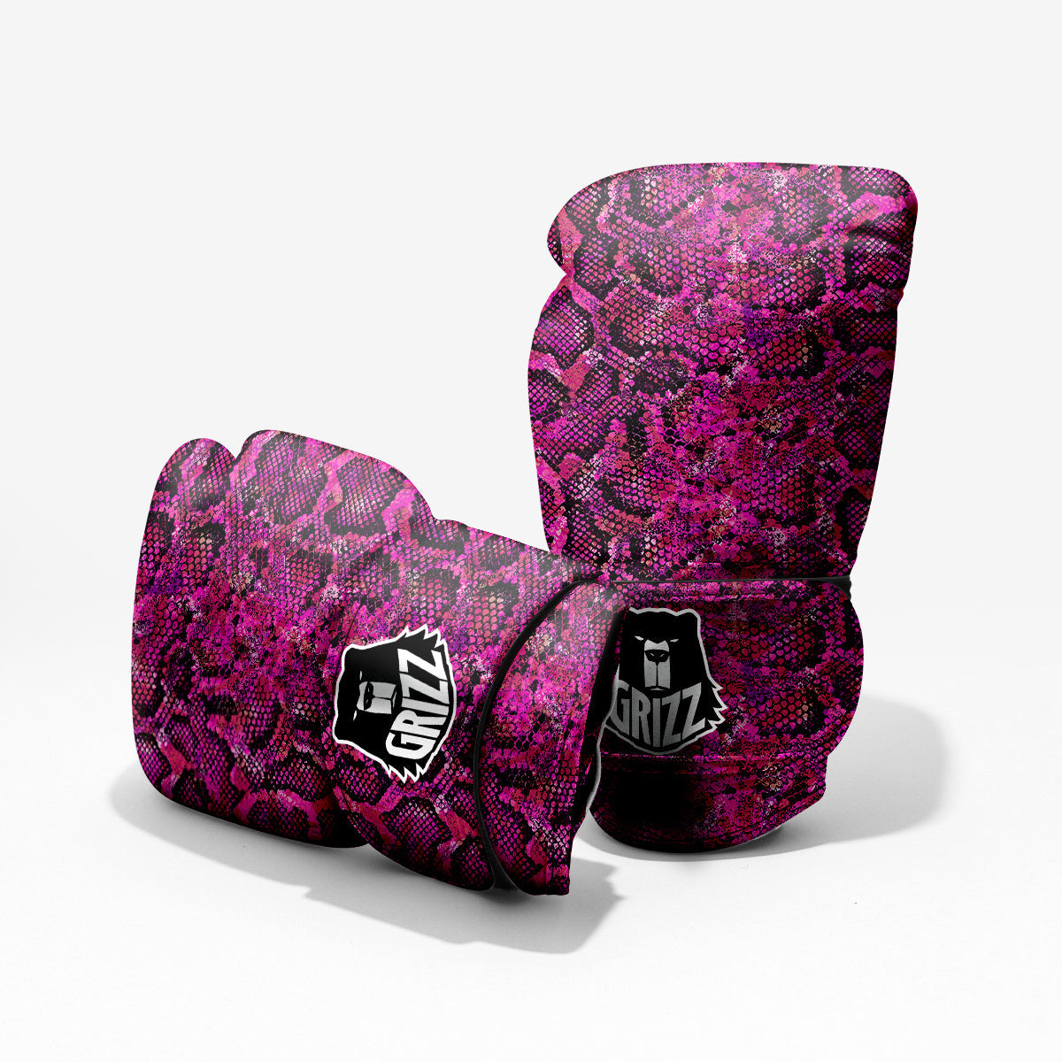 Snake Skin Black Pink Print Pro Boxing Glove