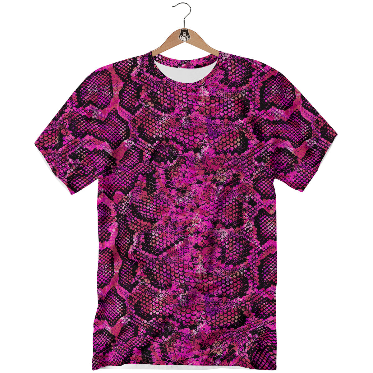 Snake Skin Black Pink Print T-Shirt-grizzshop