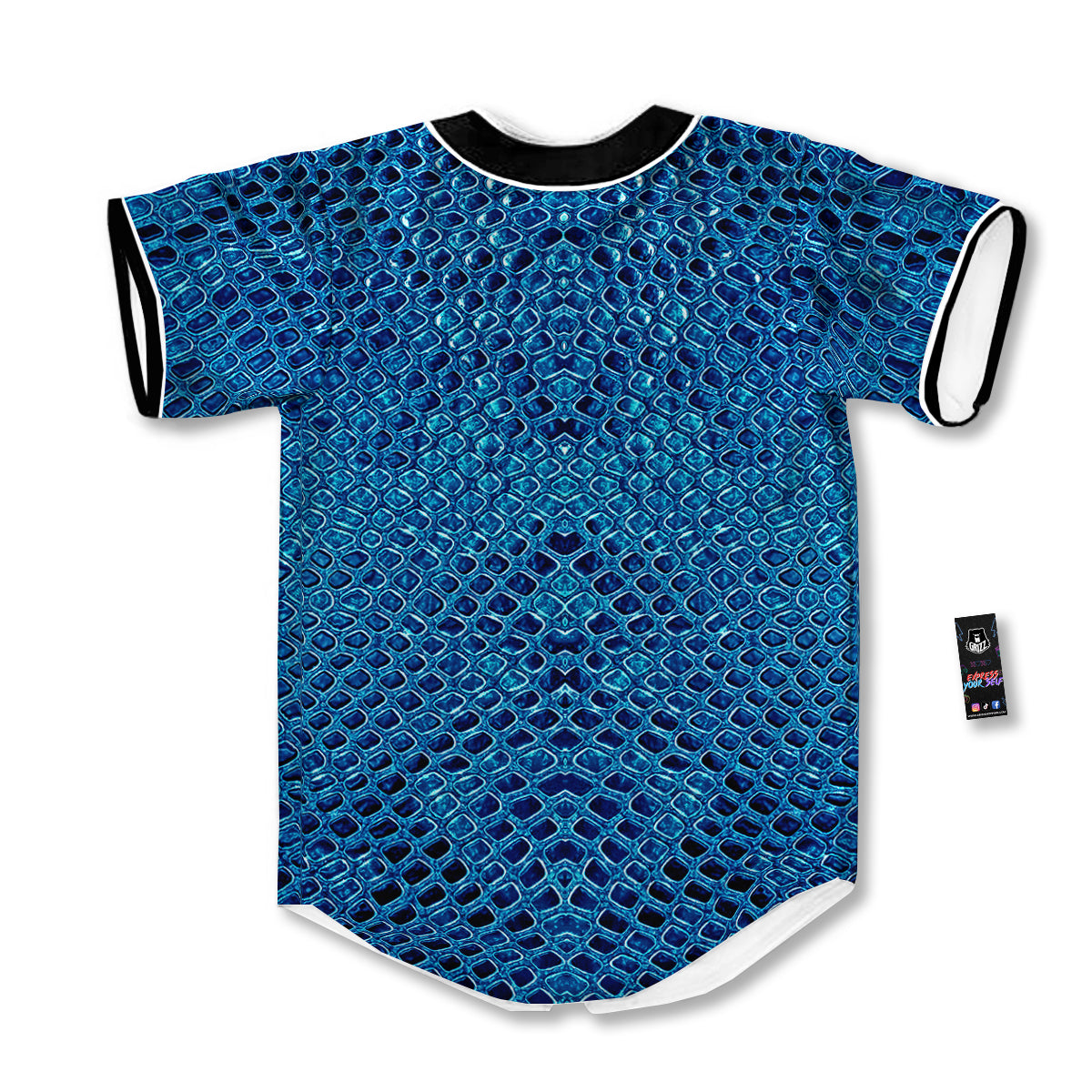 Snake Skin Blue Print Baseball Jersey-grizzshop