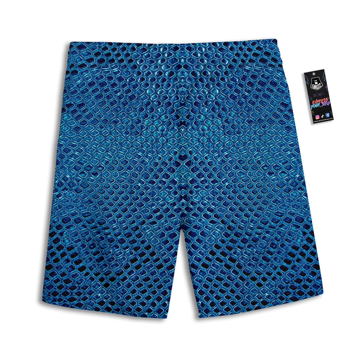 Snake Skin Blue Print Men's Athletic Shorts