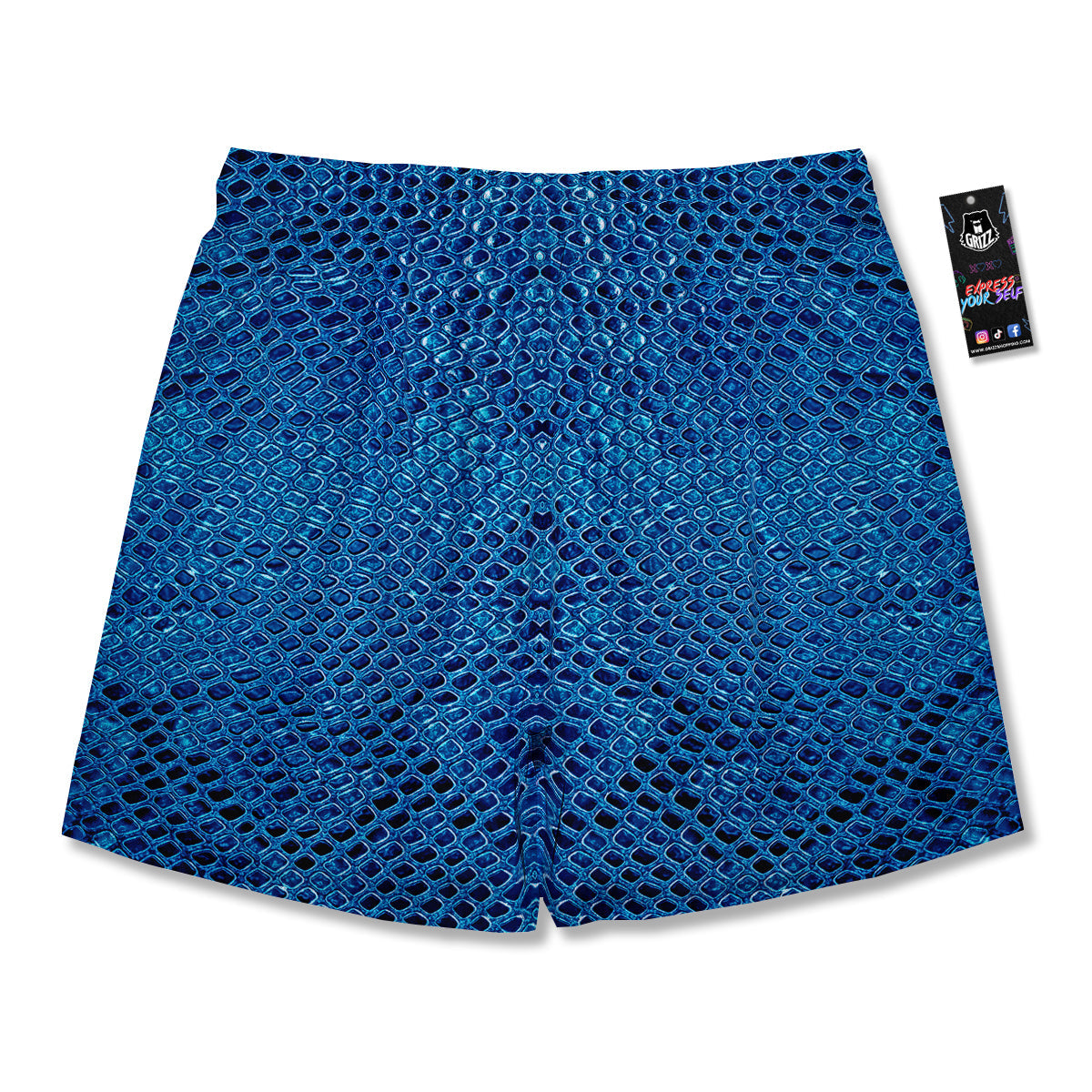 Snake Skin Blue Print Men's Running Shorts-grizzshop