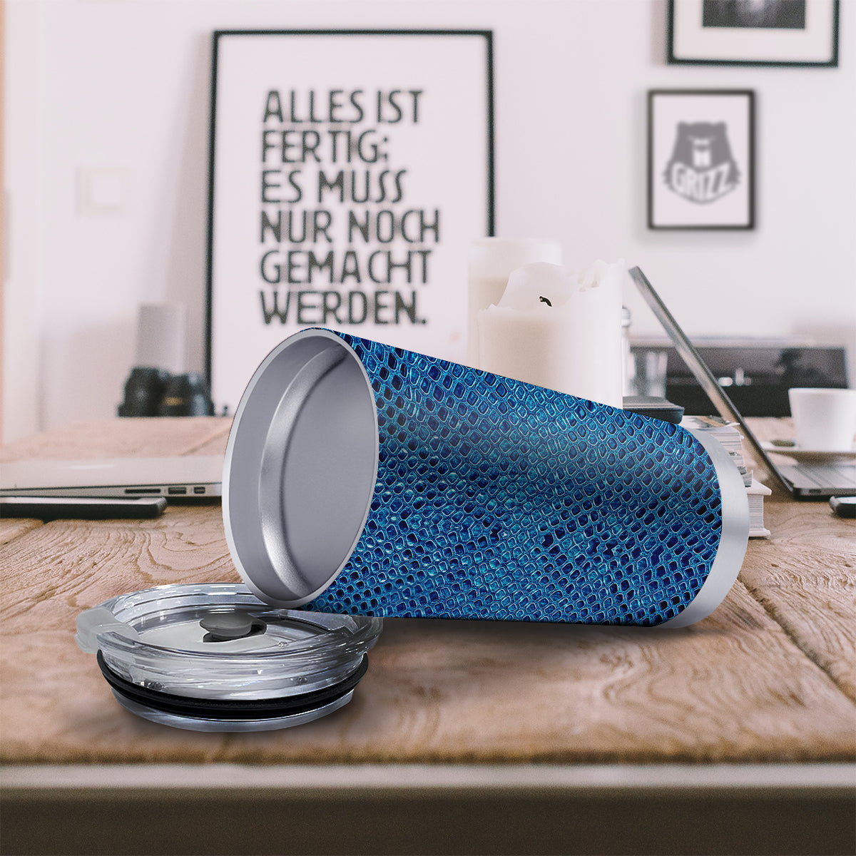 Snake Skin Blue Print Tumbler-grizzshop