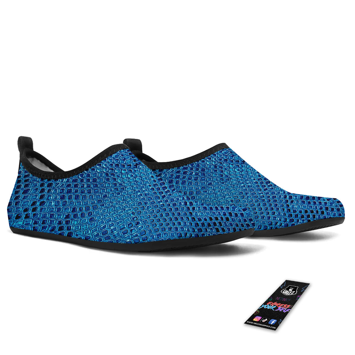 Snake Skin Blue Print Water Shoes-grizzshop