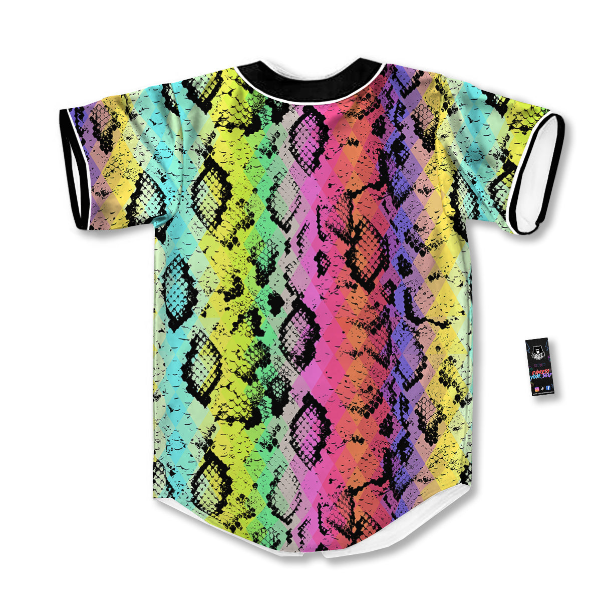 Snake Skin Psychedelic Print Baseball Jersey-grizzshop