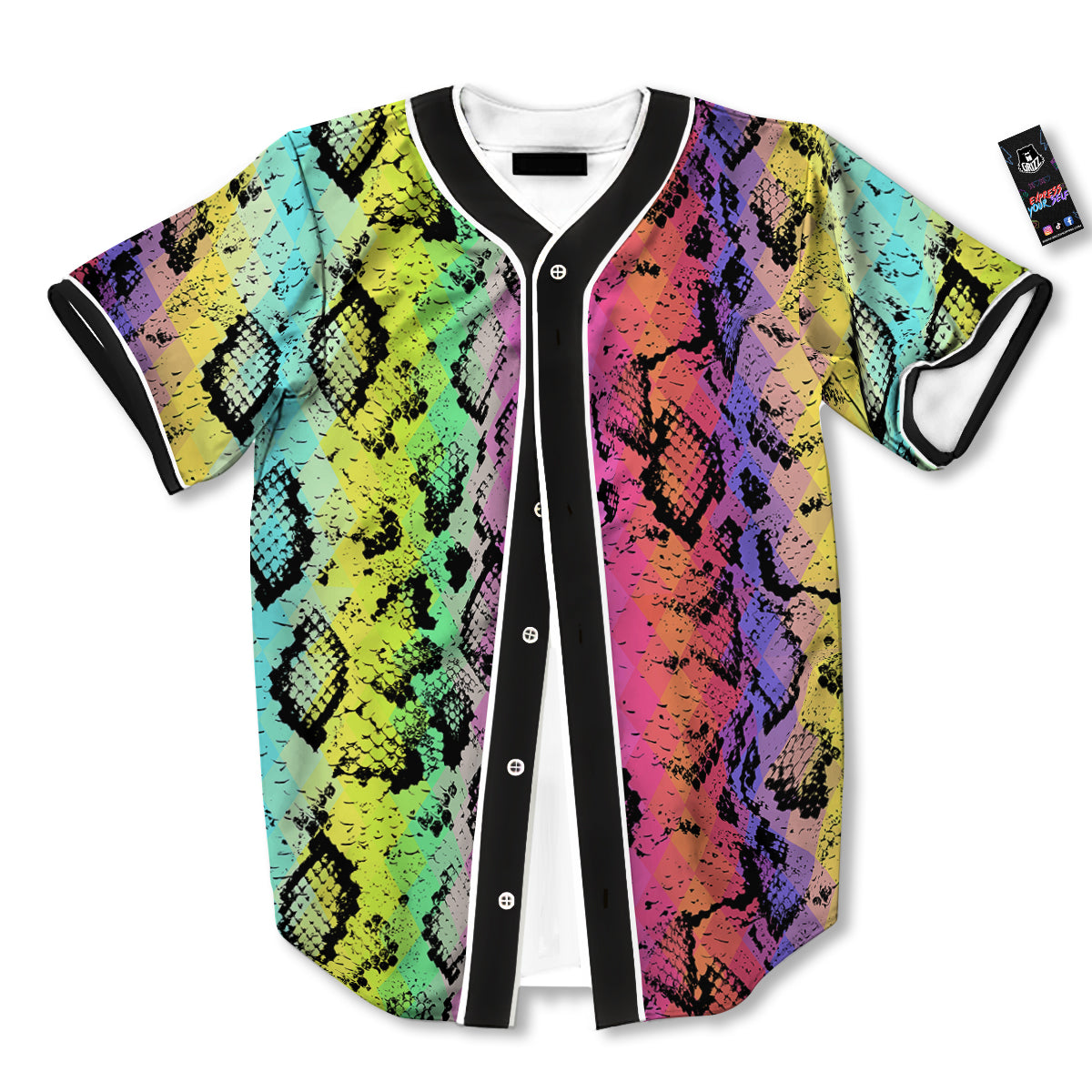 Snake Skin Psychedelic Print Baseball Jersey-grizzshop