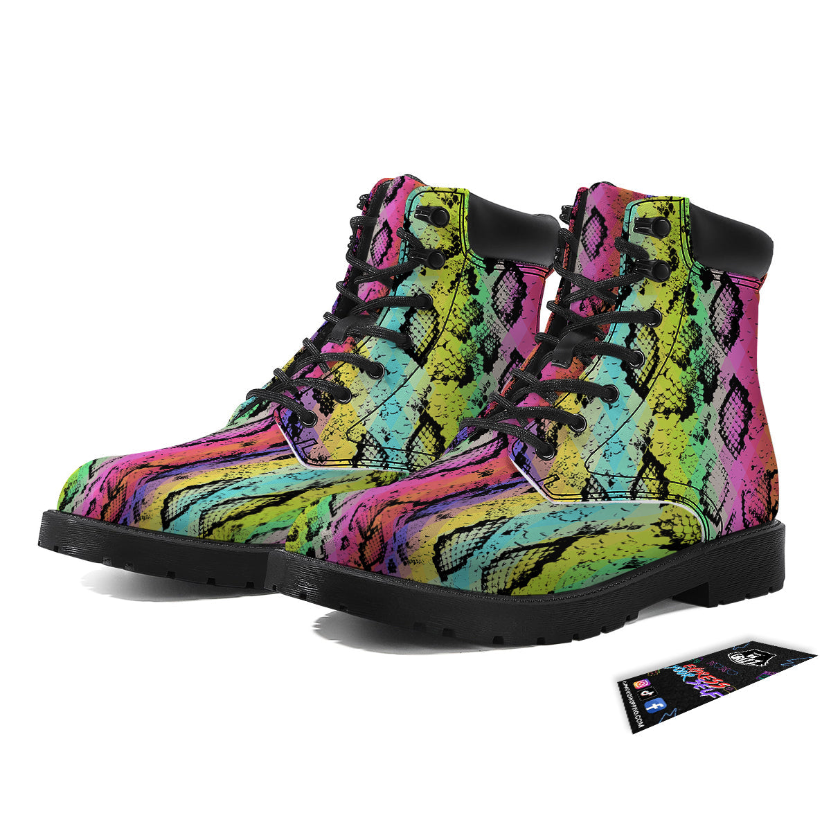Snake Skin Psychedelic Print Boots-grizzshop