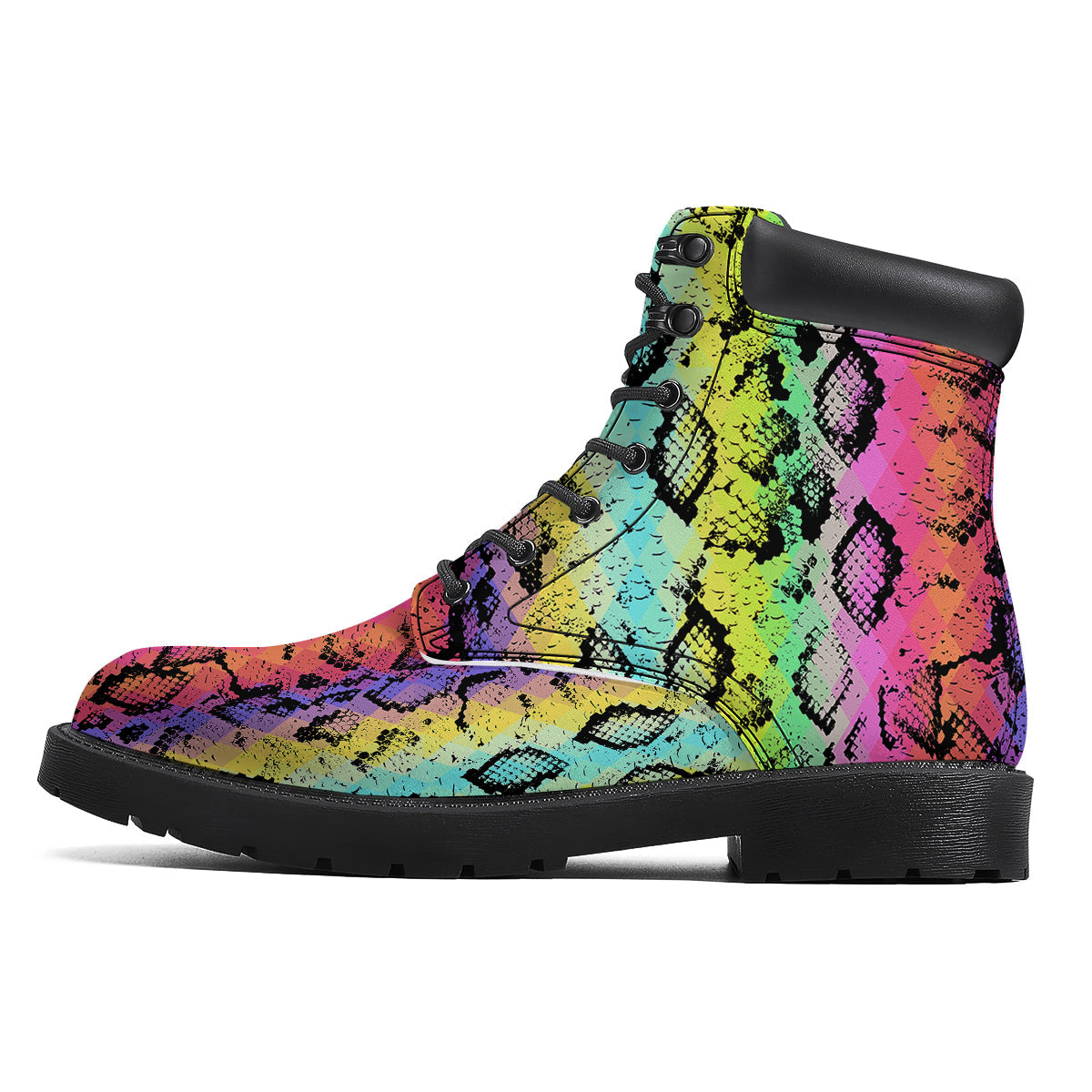 Snake Skin Psychedelic Print Boots-grizzshop