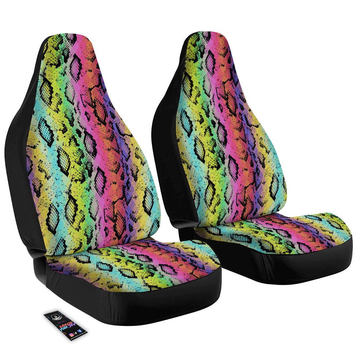 Snake Skin Psychedelic Print Car Seat Covers-grizzshop