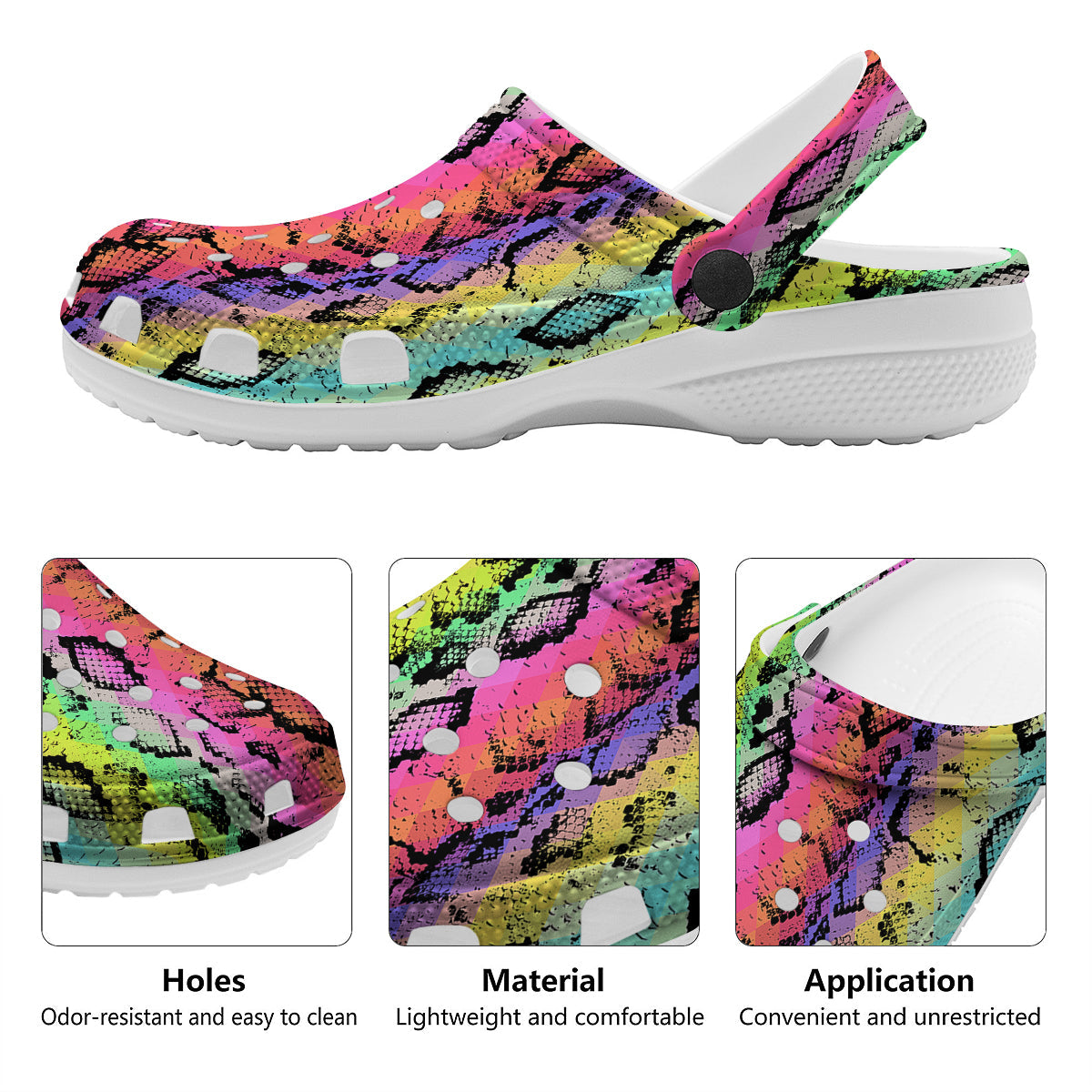 Snake Skin Psychedelic Print Clog-grizzshop