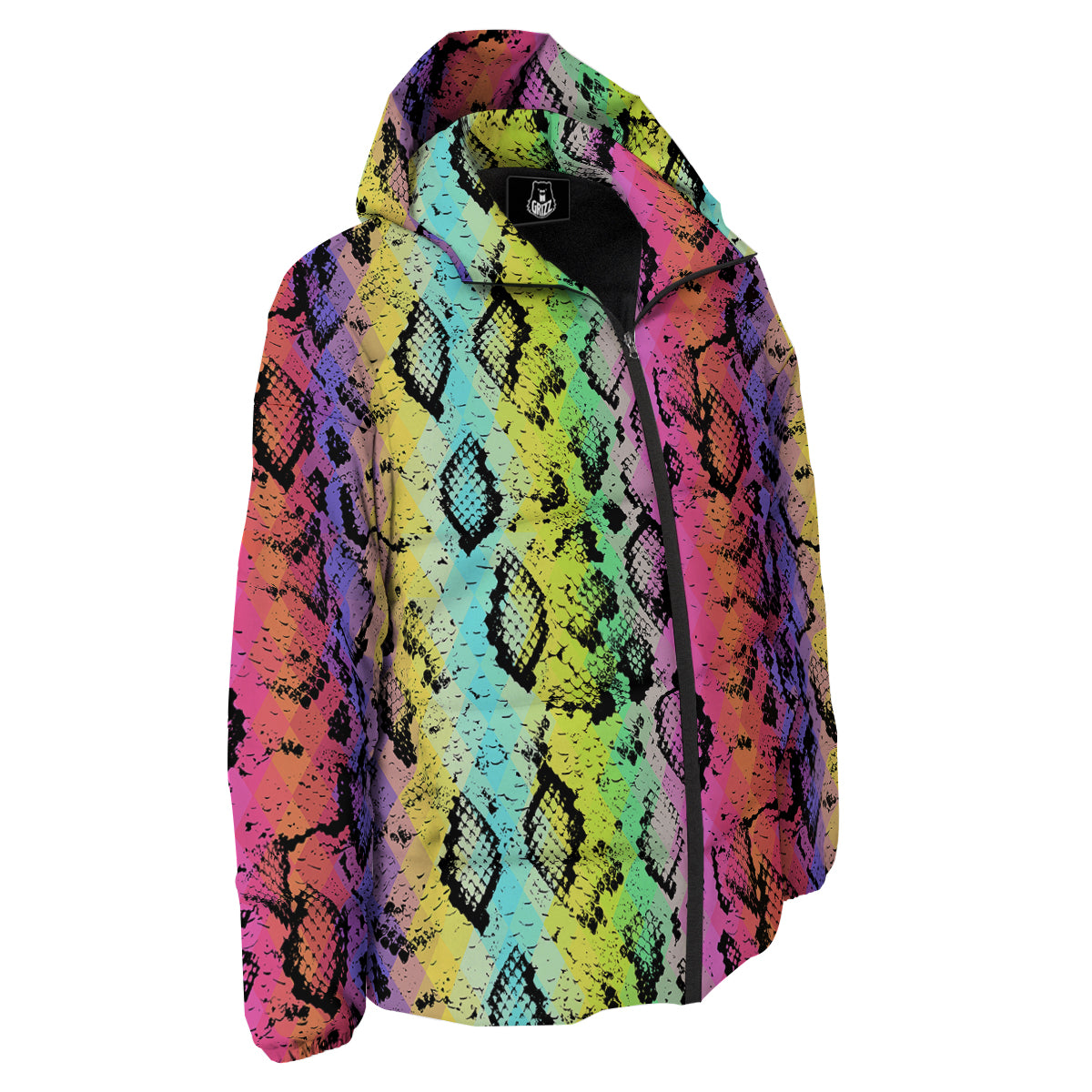 Snake Skin Psychedelic Print Down Jacket-grizzshop