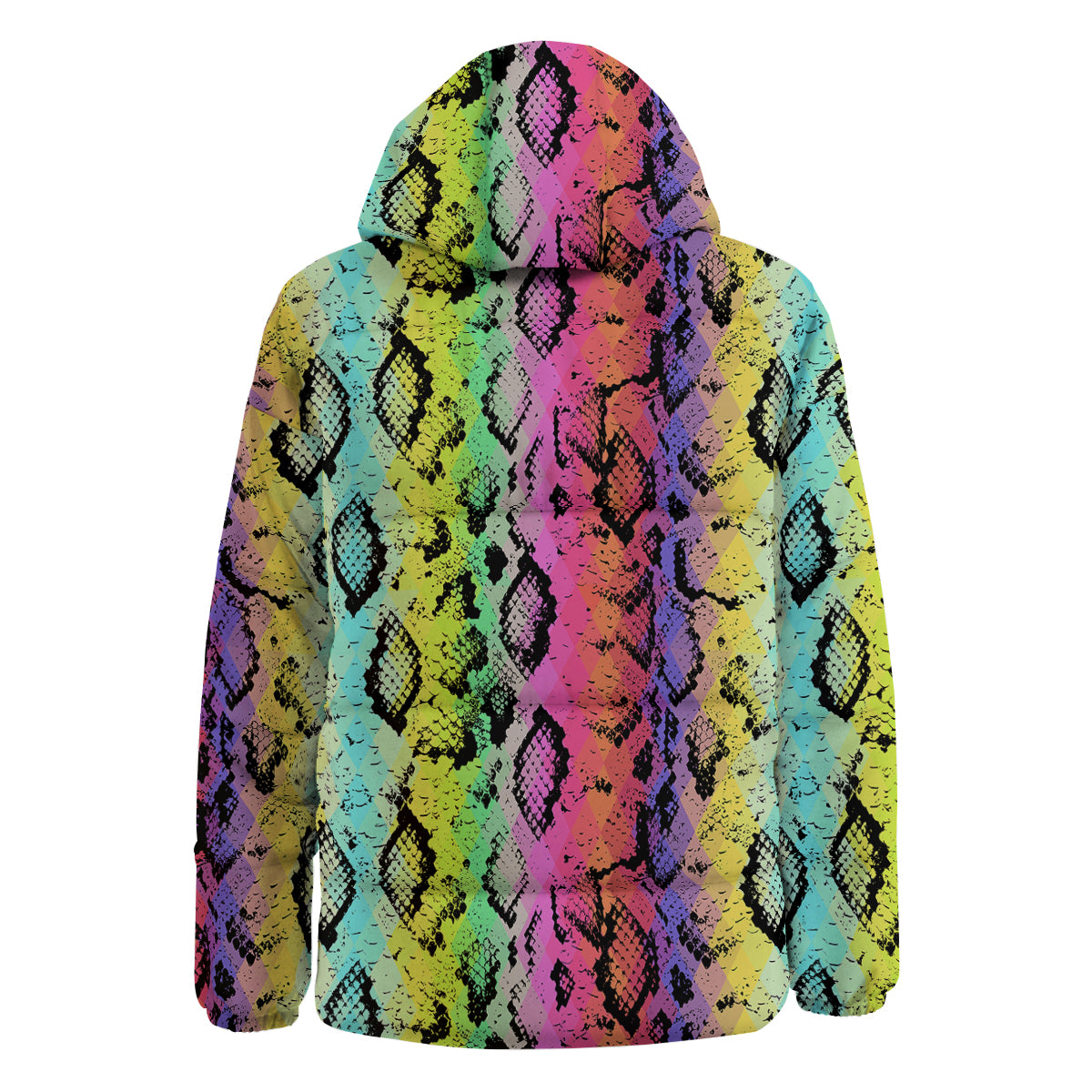 Snake Skin Psychedelic Print Down Jacket-grizzshop