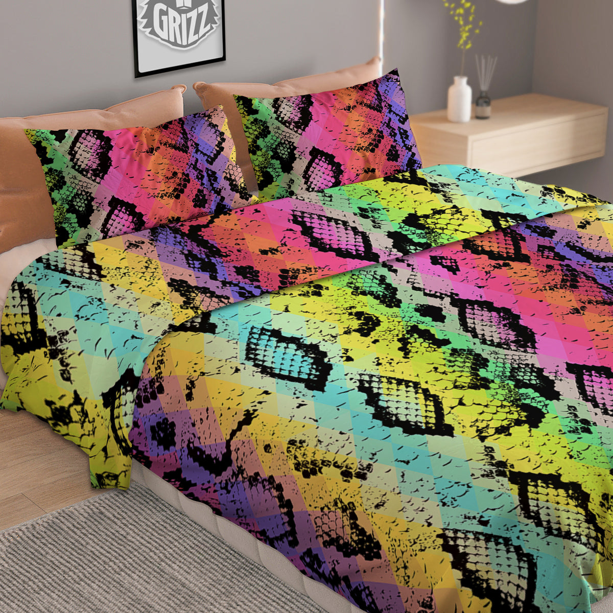 Snake Skin Psychedelic Print Duvet Cover Bedding Set
