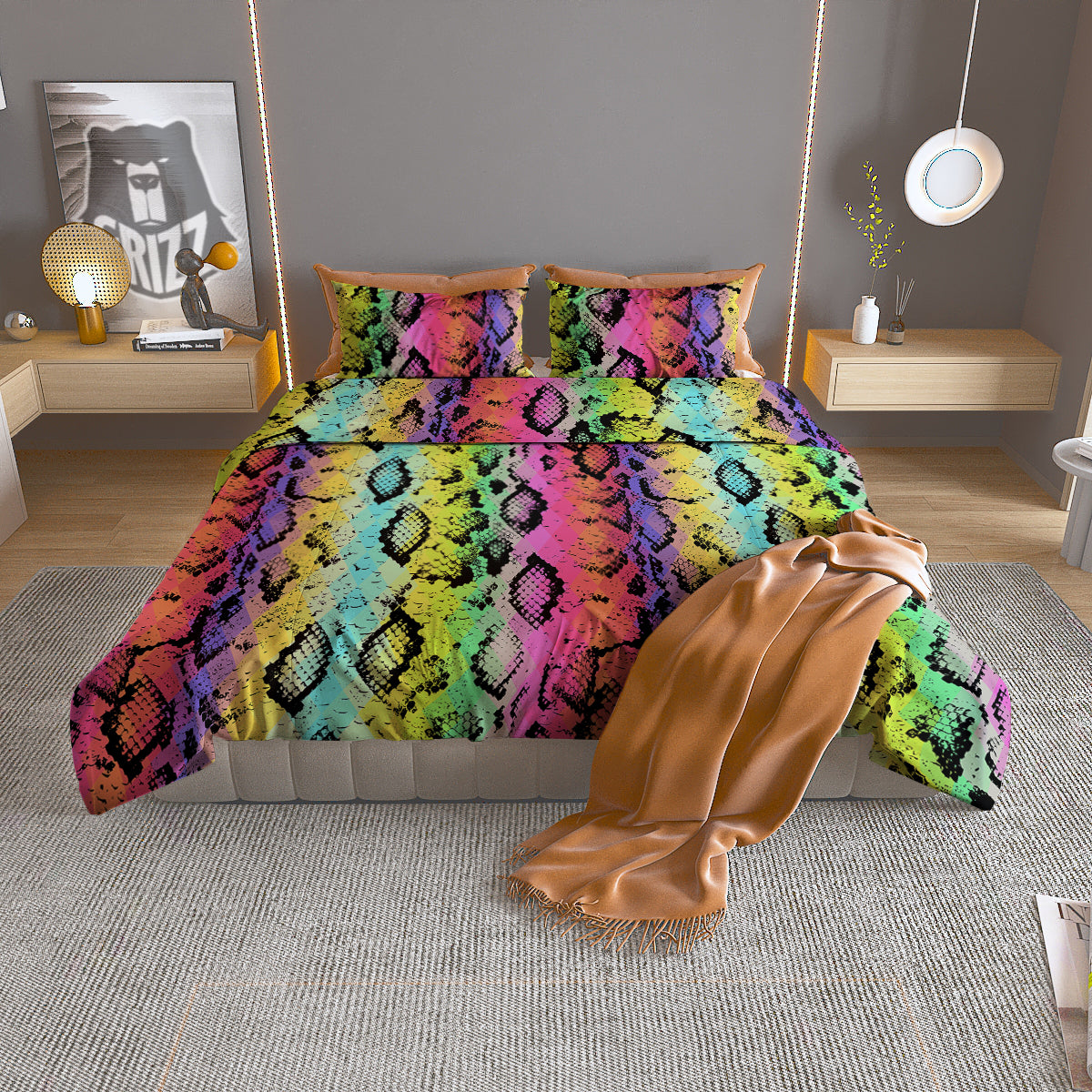 Snake Skin Psychedelic Print Duvet Cover Bedding Set