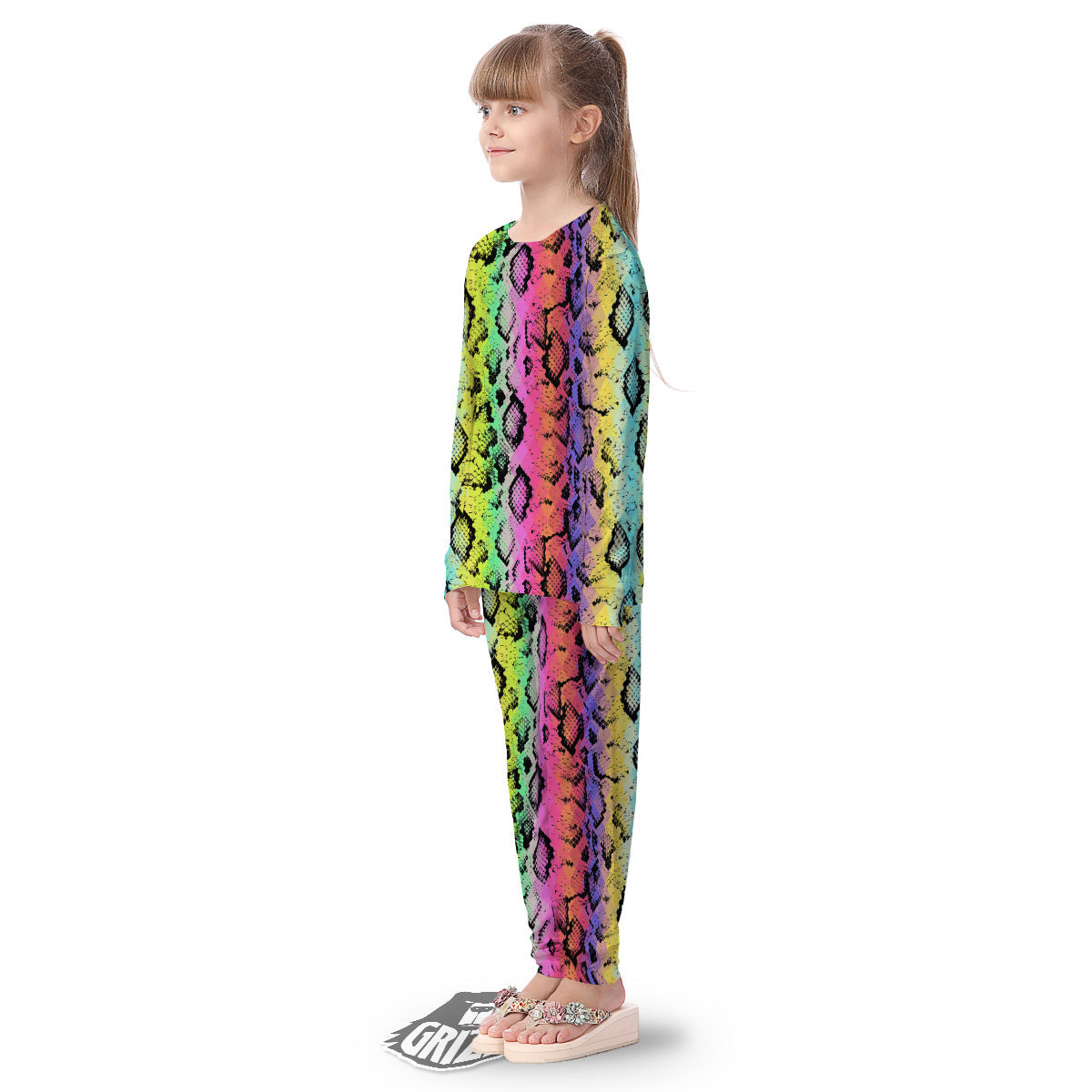 Snake Skin Psychedelic Print Kid's Pajamas-grizzshop