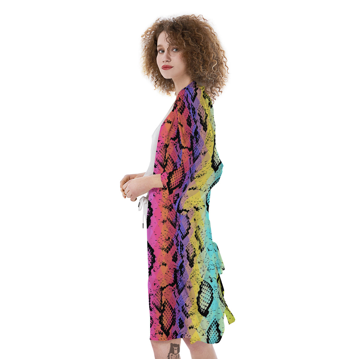 Snake Skin Psychedelic Print Kimono-grizzshop