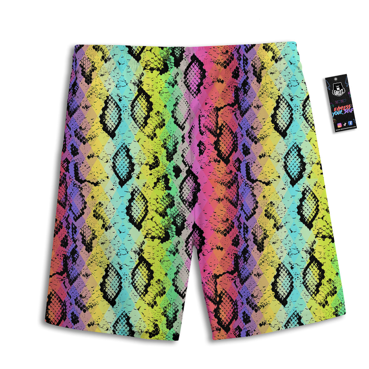 Snake Skin Psychedelic Print Men's Athletic Shorts