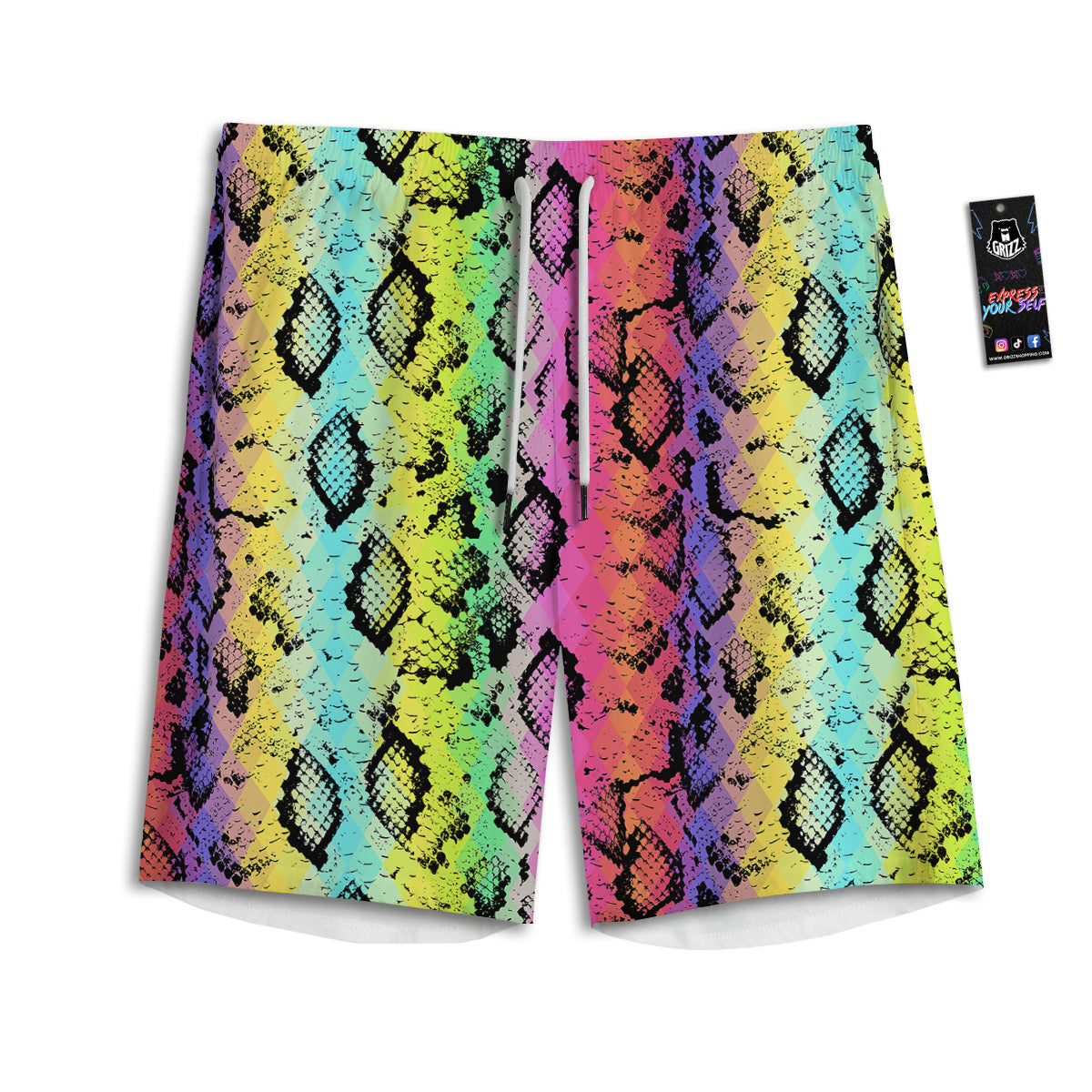 Snake Skin Psychedelic Print Men's Athletic Shorts