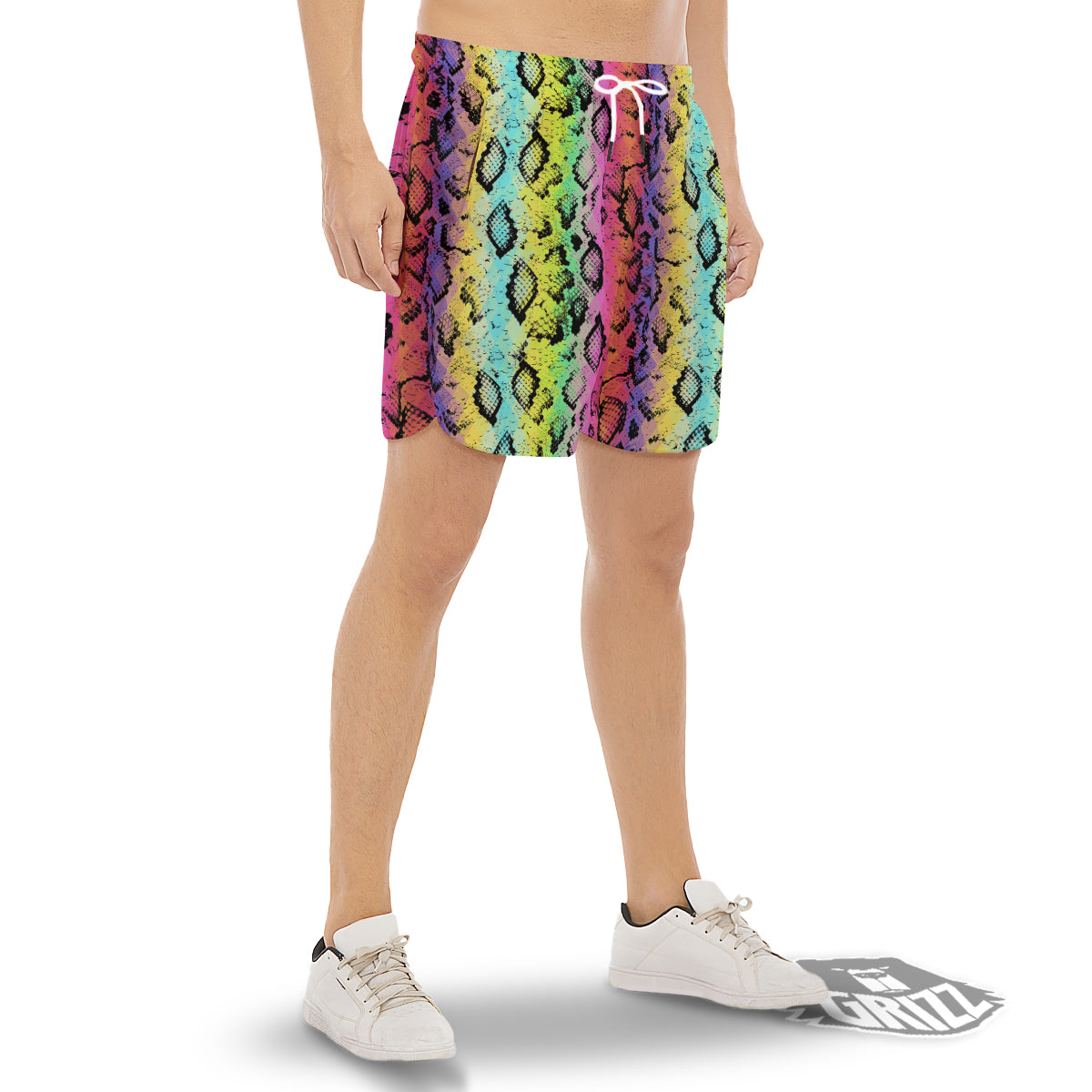 Snake Skin Psychedelic Print Men's Gym Shorts-grizzshop