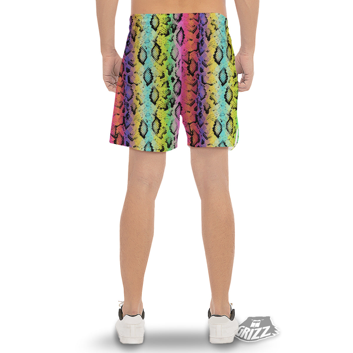 Snake Skin Psychedelic Print Men's Gym Shorts-grizzshop
