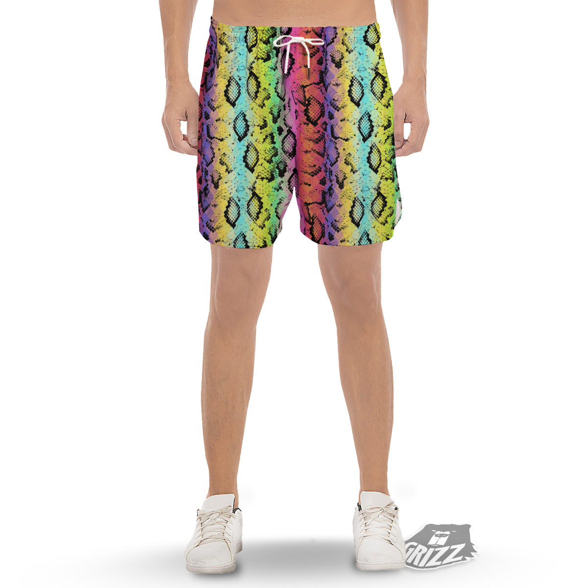 Snake Skin Psychedelic Print Men's Gym Shorts-grizzshop