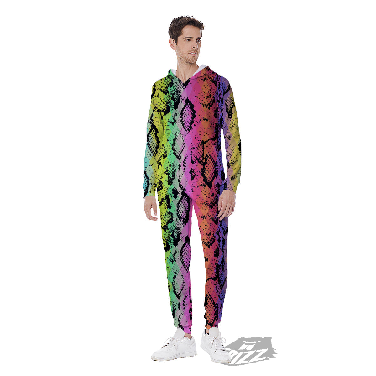 Snake Skin Psychedelic Print Men's Jumpsuit-grizzshop