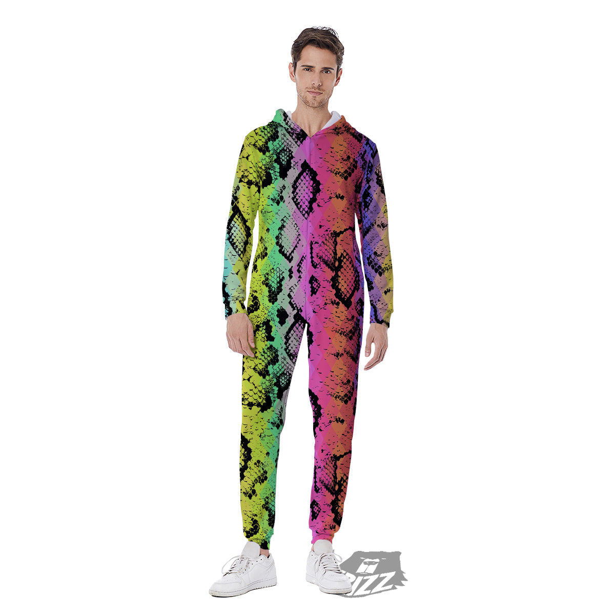 Snake Skin Psychedelic Print Men's Jumpsuit-grizzshop