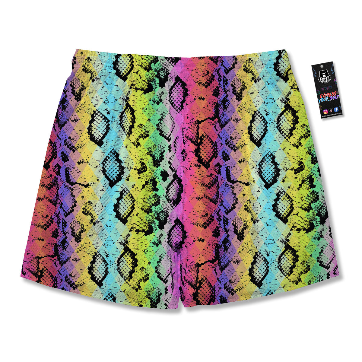Snake Skin Psychedelic Print Men's Running Shorts-grizzshop