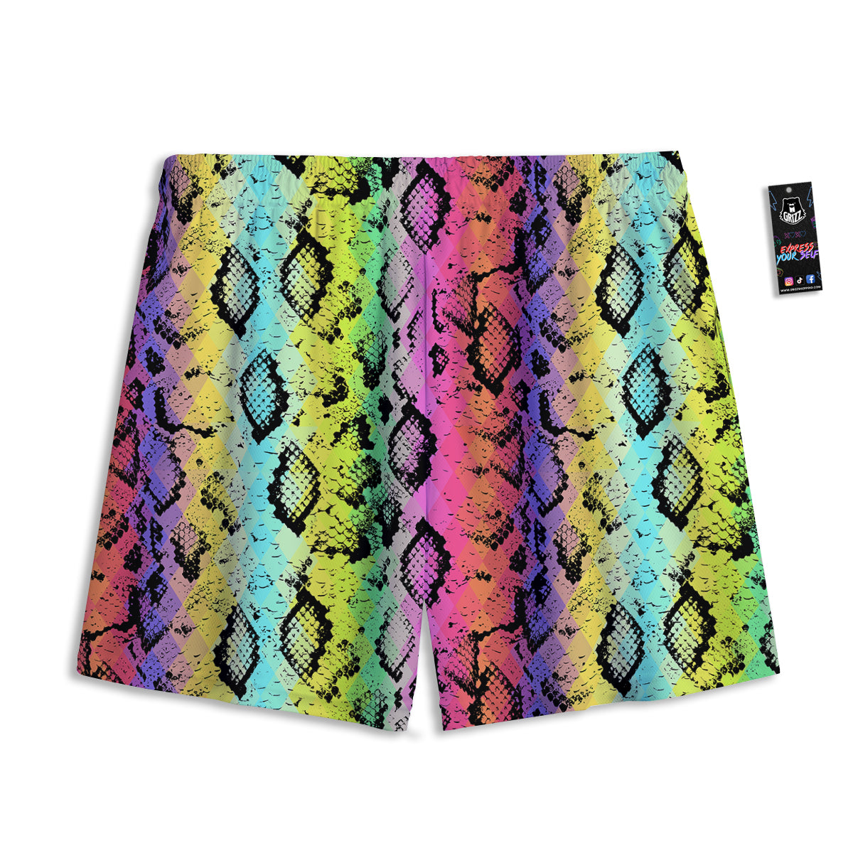 Striped Green Print Pattern Mesh Shorts