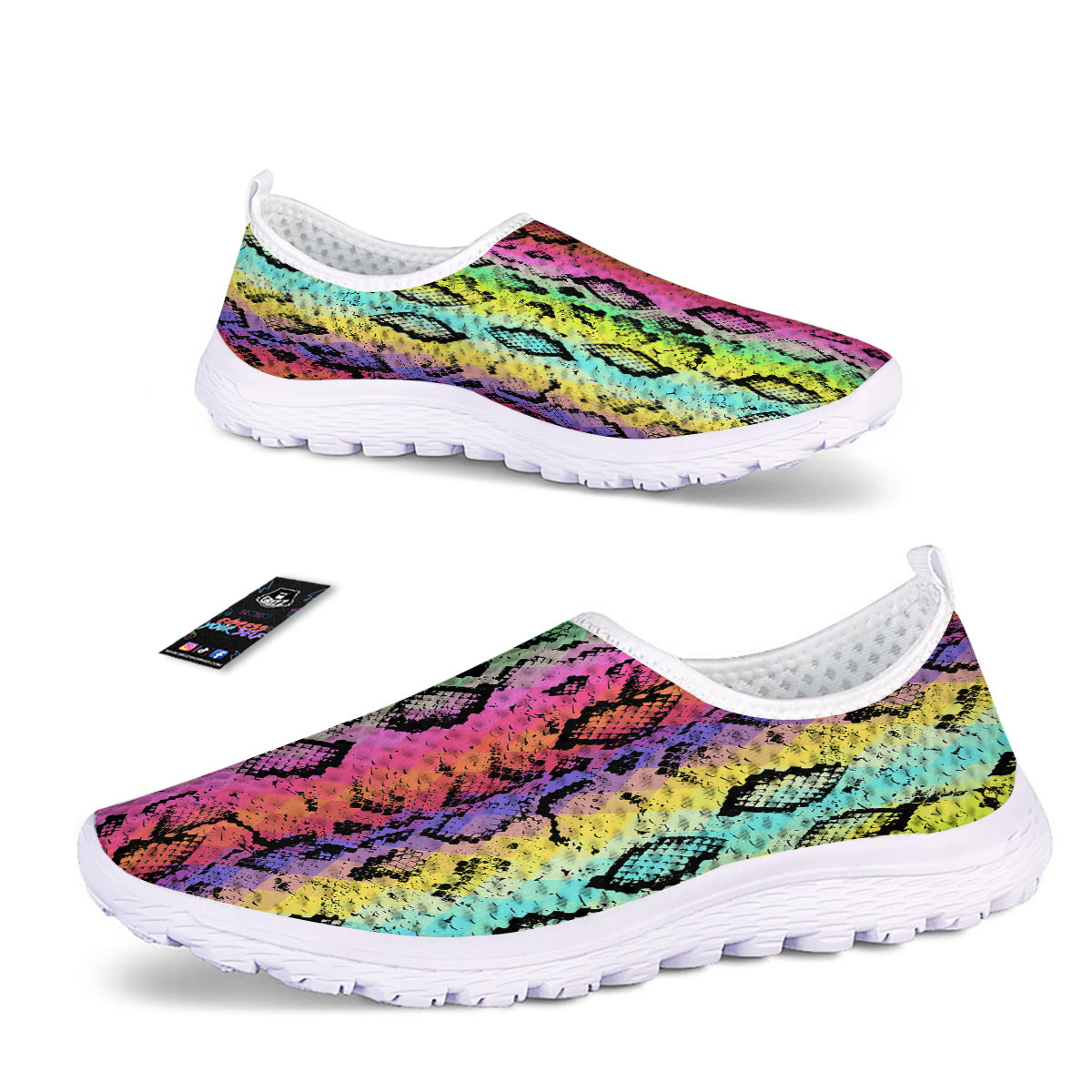 Snake Skin Psychedelic Print Nurse Shoes-grizzshop