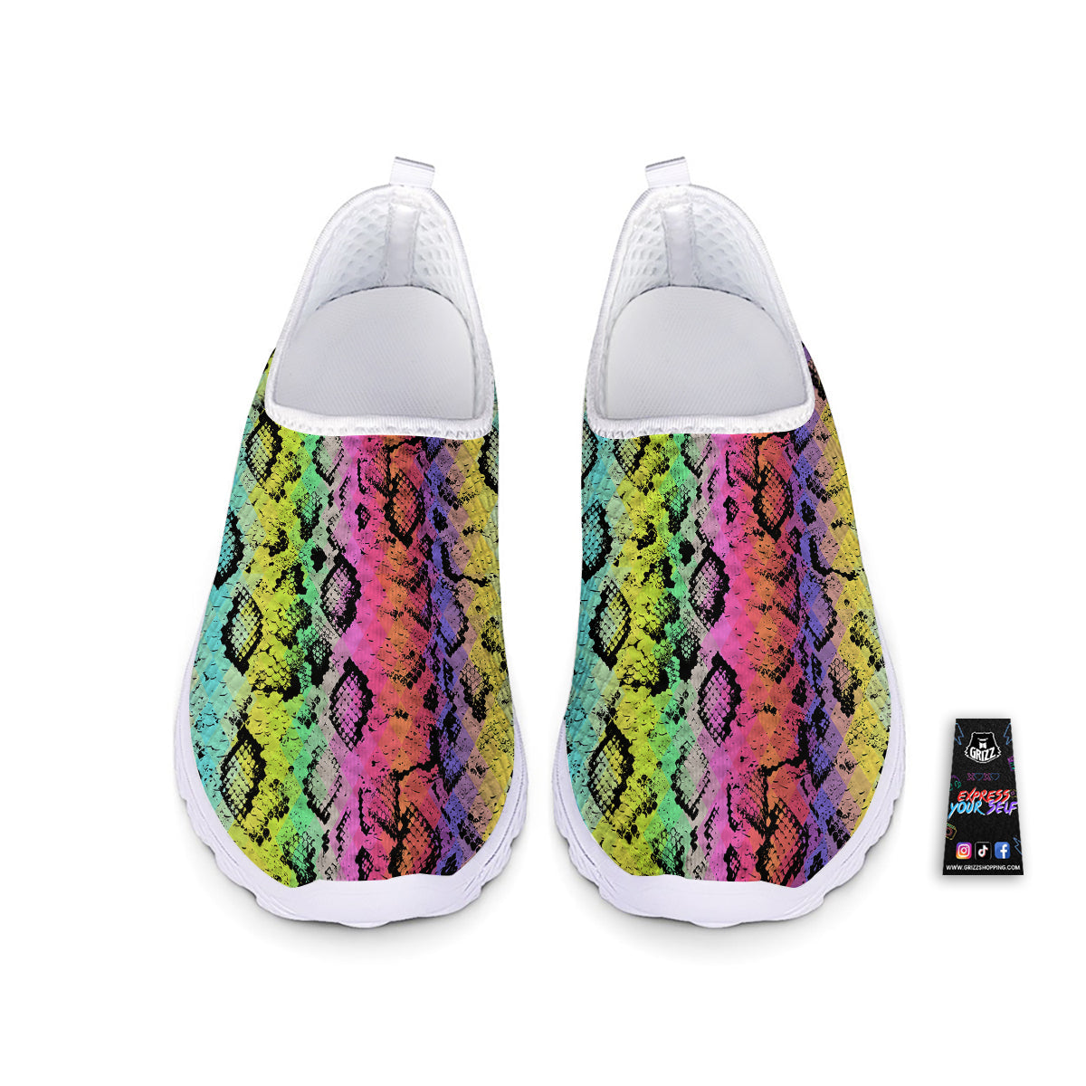 Snake Skin Psychedelic Print Nurse Shoes-grizzshop