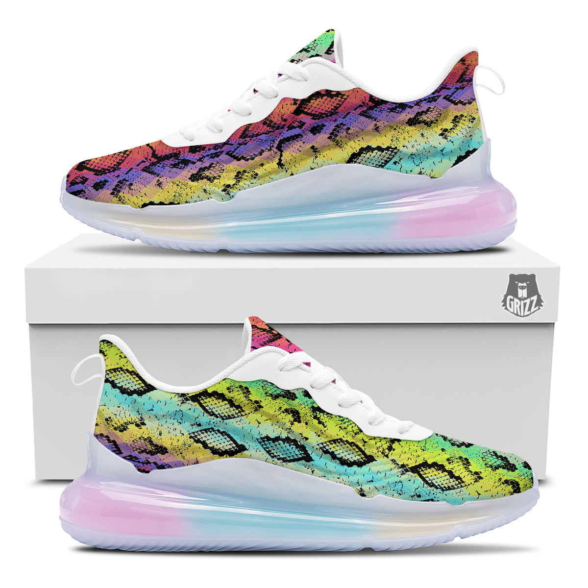 Snake Skin Psychedelic Print Running Sneakers-grizzshop